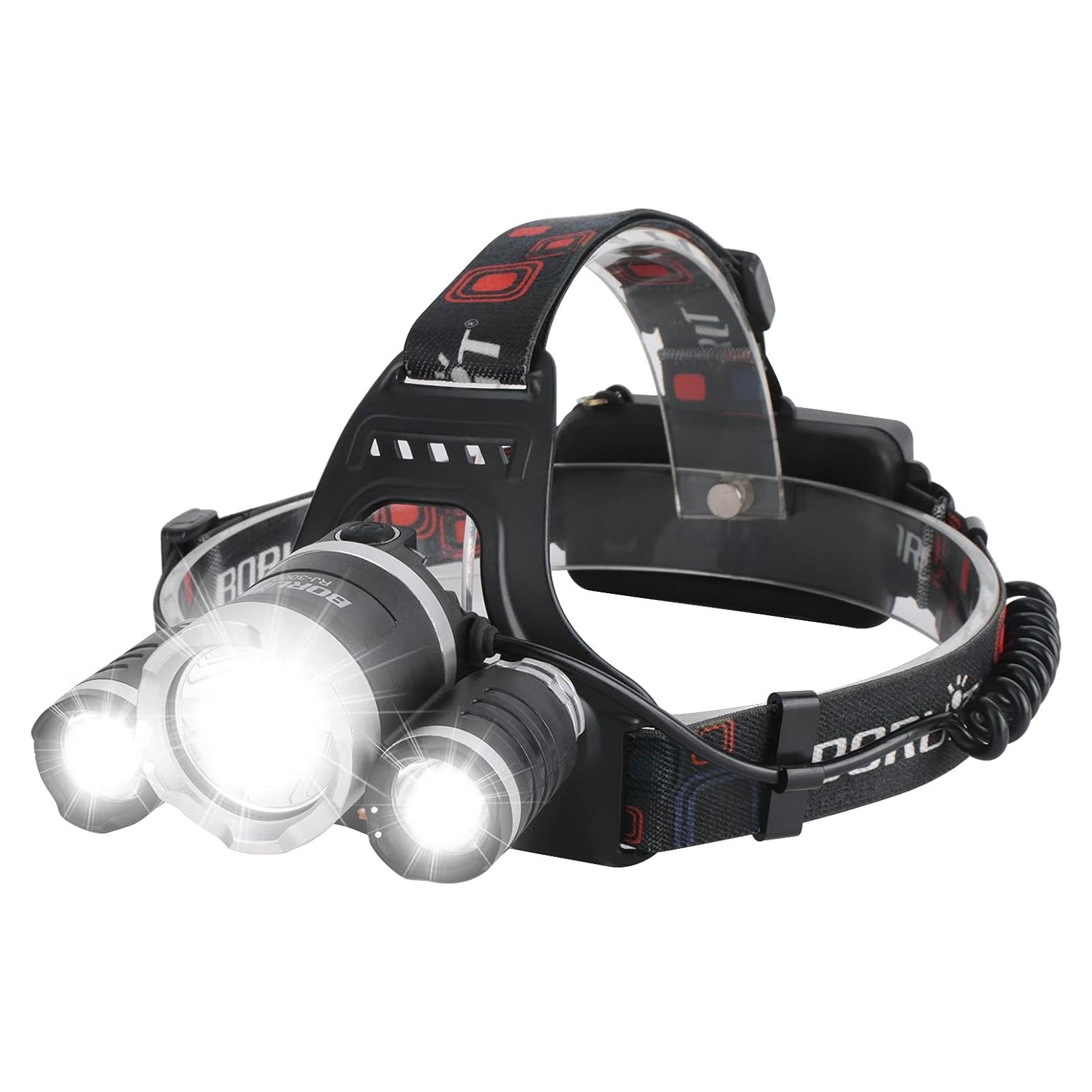 Linterna Frontal Recargable BORUIT RJ-3000 LED 4 Modos IPX5