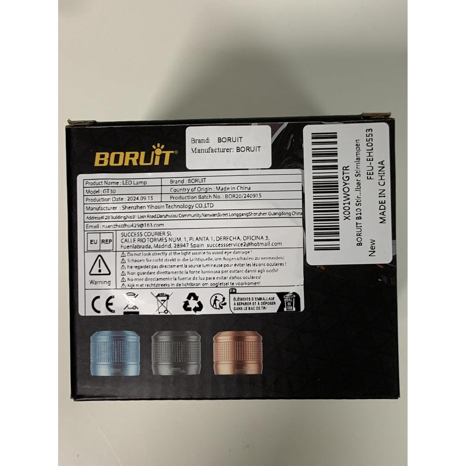 Linterna Frontal Recargable BORUIT RJ-3000 LED 4 Modos IPX5