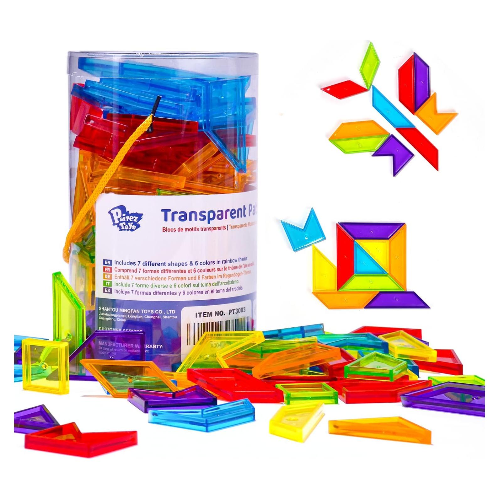 Bloques de Patrón Transparentes Pairez Toys 126 Piezas 6 Colores