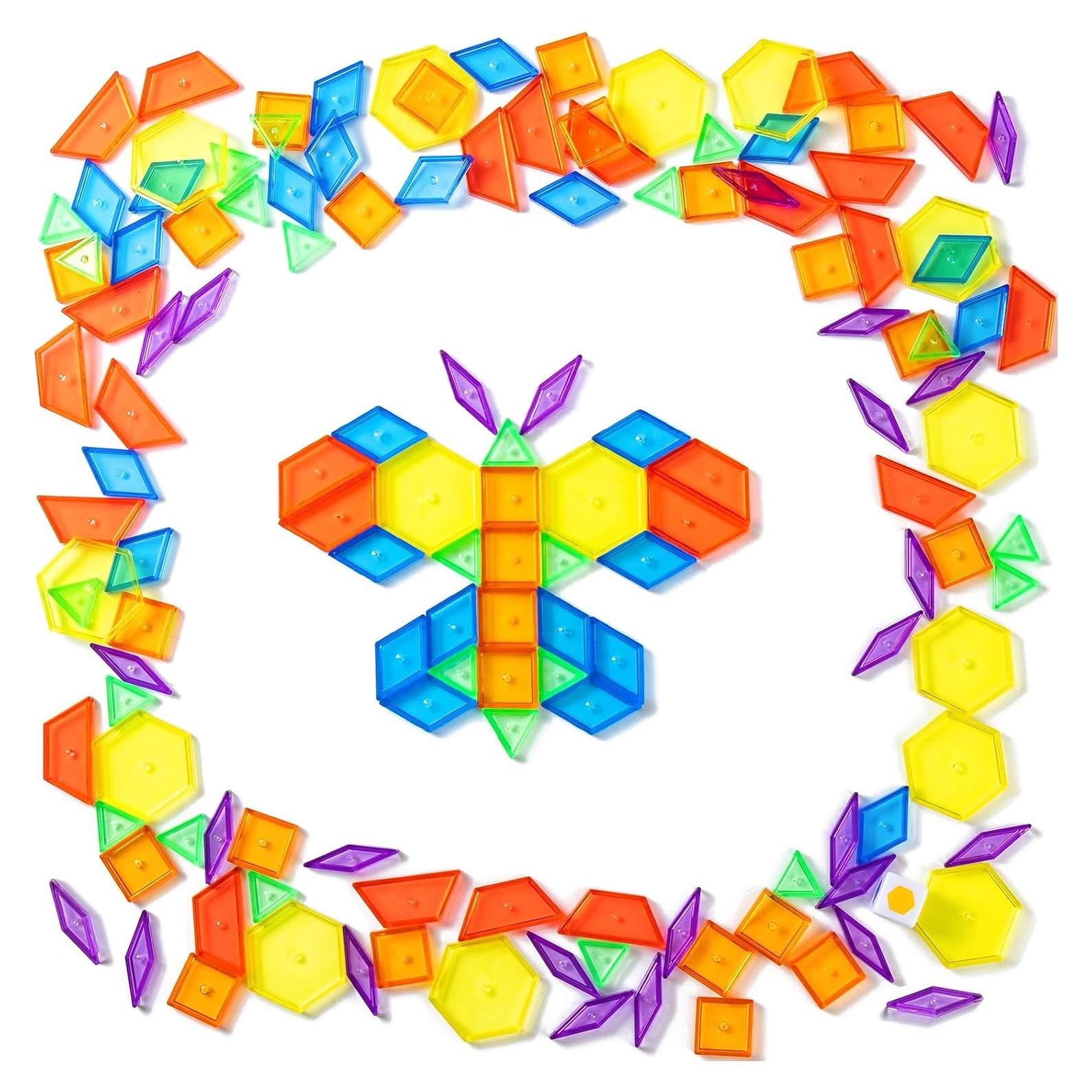 Bloques de Patrón Translúcido Pretrans - 128 Piezas Geométricas