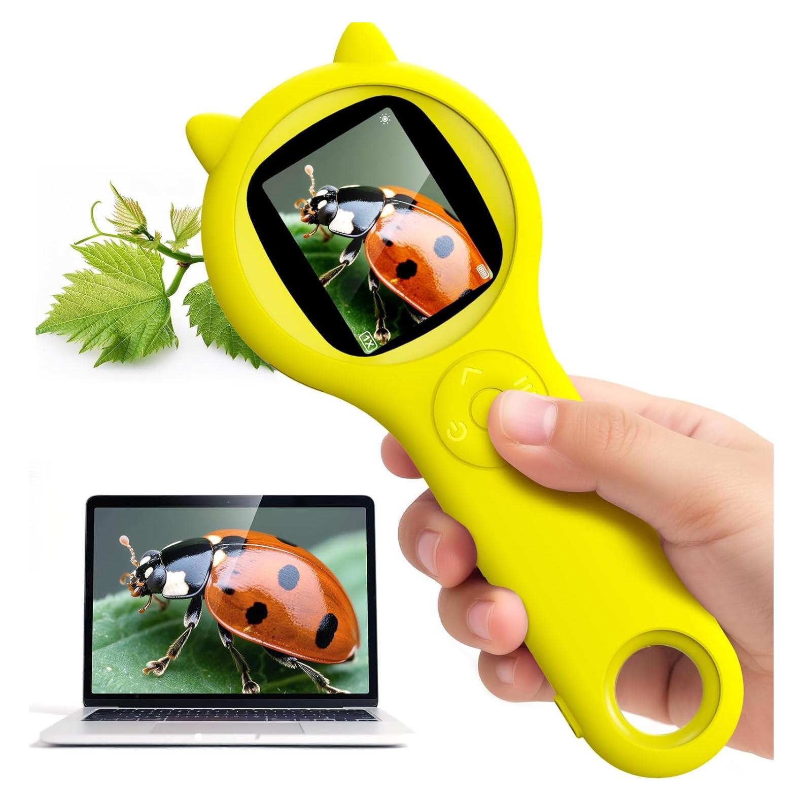Microscopio Digital para Niños Ashfly - Lupa LED Amarillo