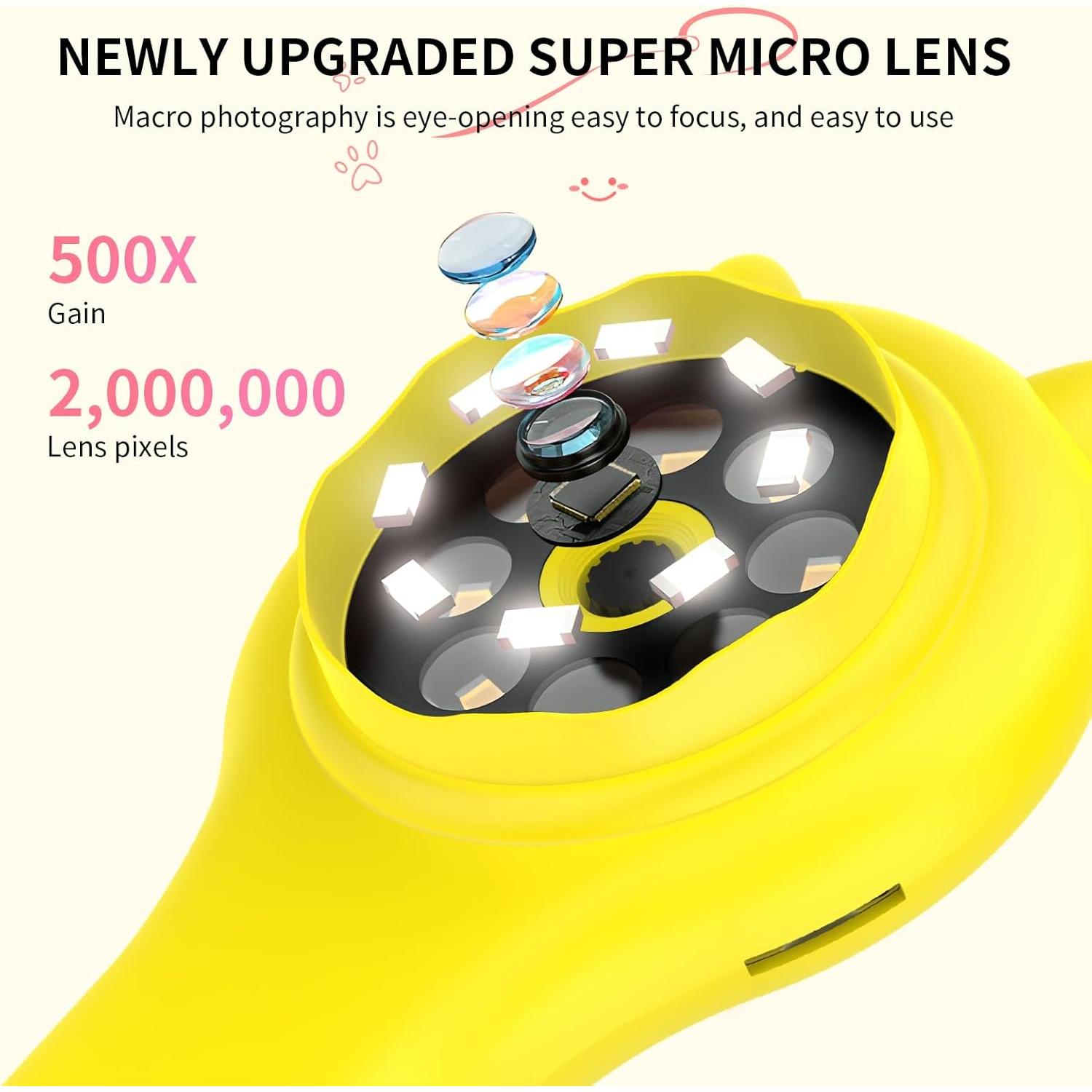 Microscopio Digital para Niños Ashfly - Lupa LED Amarillo