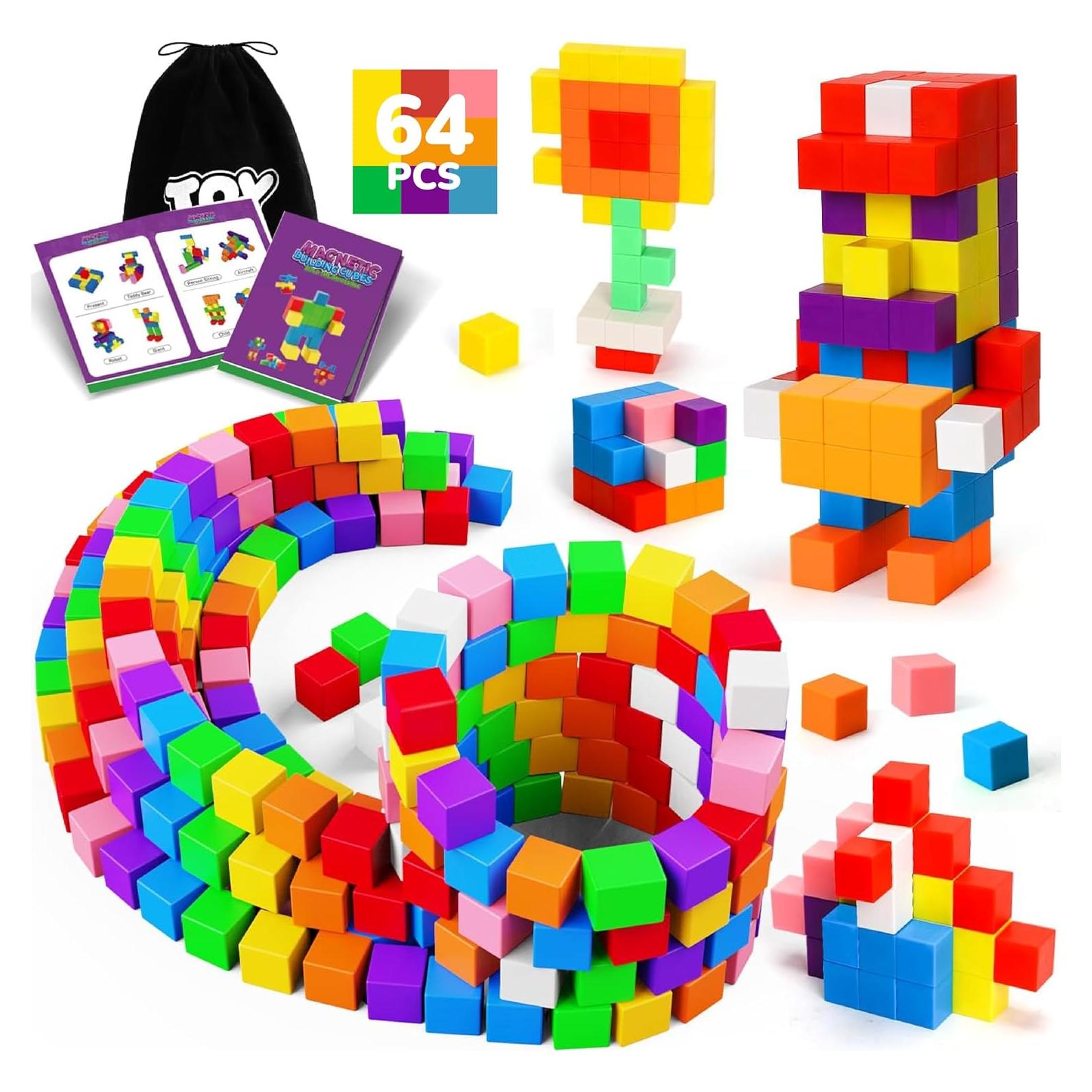64PCS Bloques Magnéticos TOY Life para Niños 3-12 Años