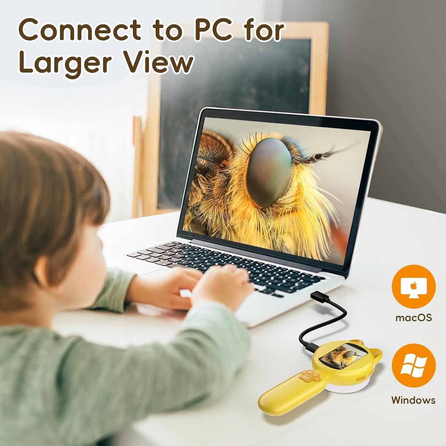 Microscopio para Niños AOTRUTII 40X Pantalla 2" y LED