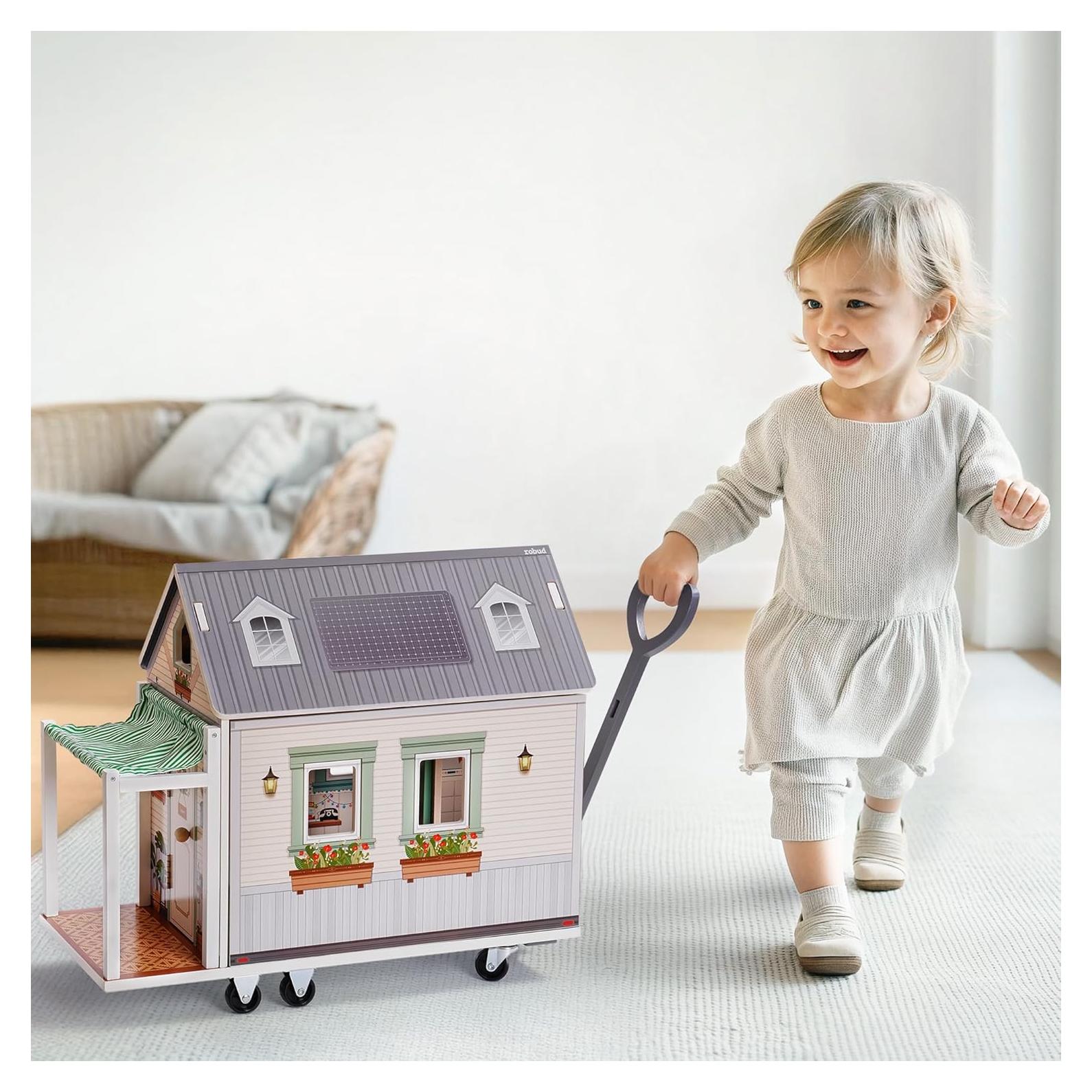 Casa de Muñecas ROBUD Camper Van de Madera con Cocina y Dormitorio