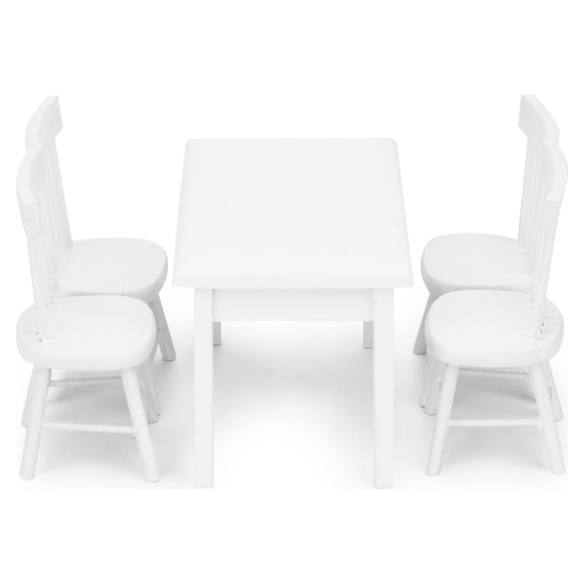 Juego de Mesa y Sillas Miniatura Cutemini 1:12 Madera 5 Piezas