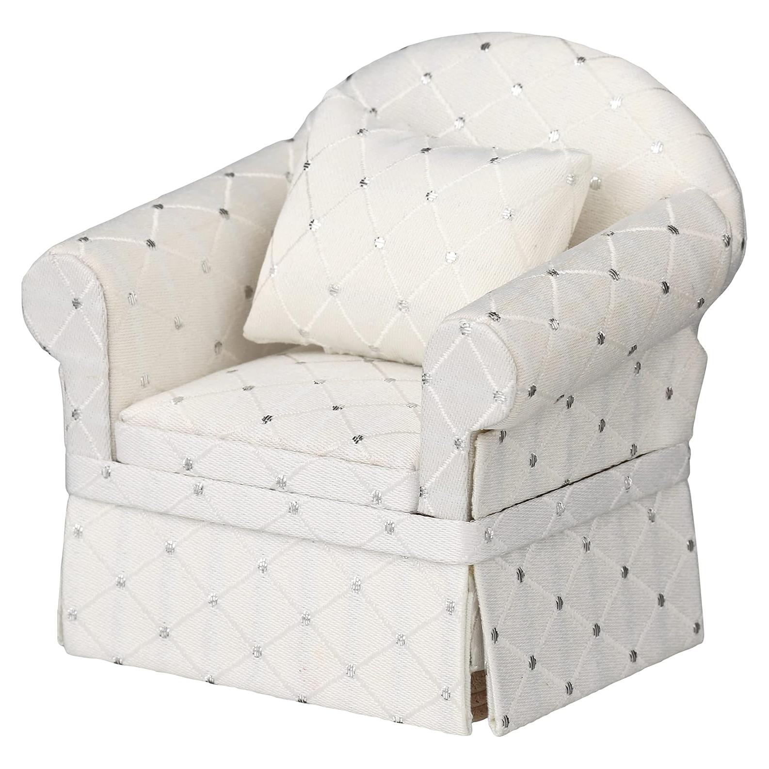 Sofá Sillón Miniatura Inusitus Tapizado Blanco con Puntos