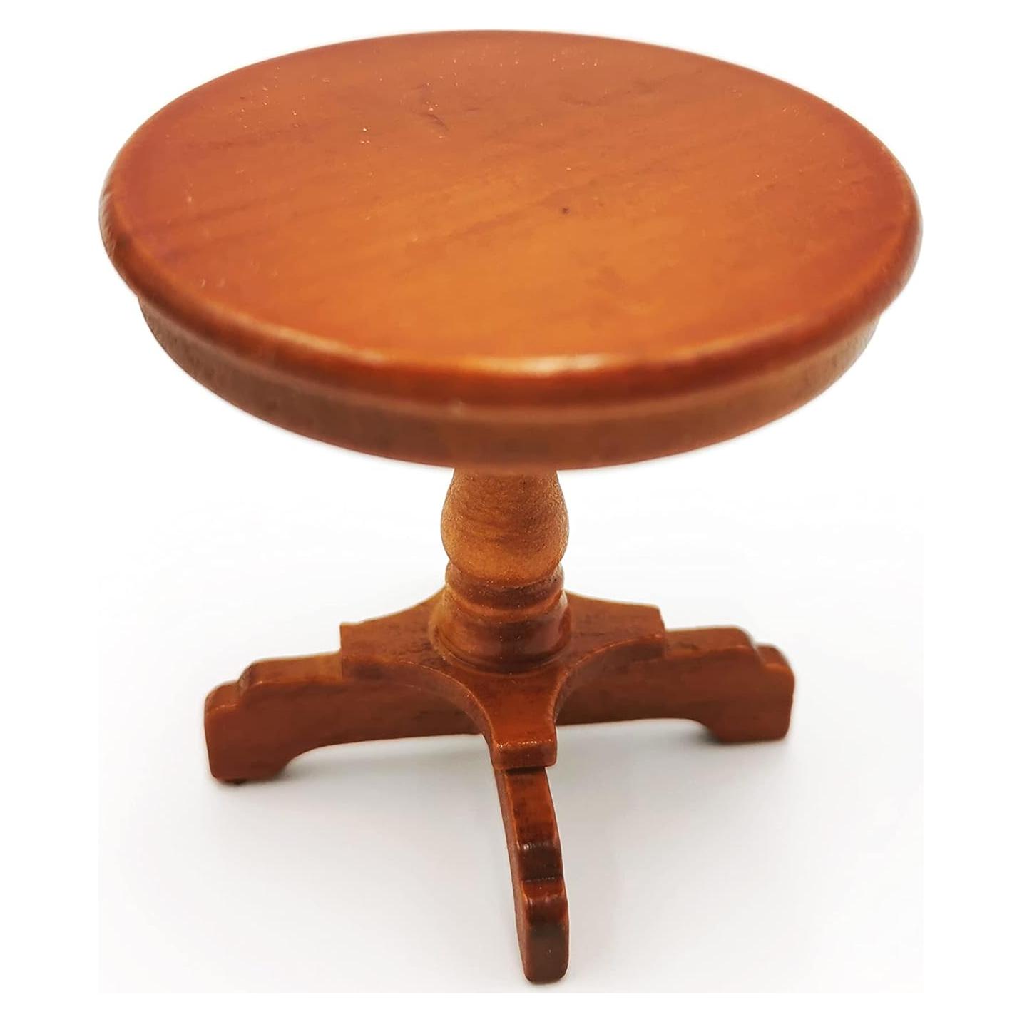 Mesa Miniatura Redonda de Madera SXFSE para Casa de Muñecas