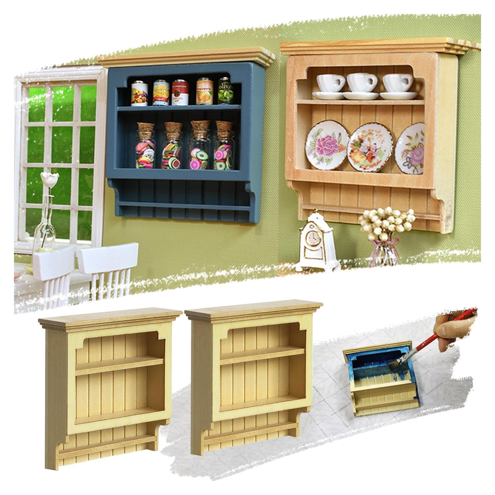 Muebles Miniatura iLAND 2pcs Armario Madera 1/12 Natural