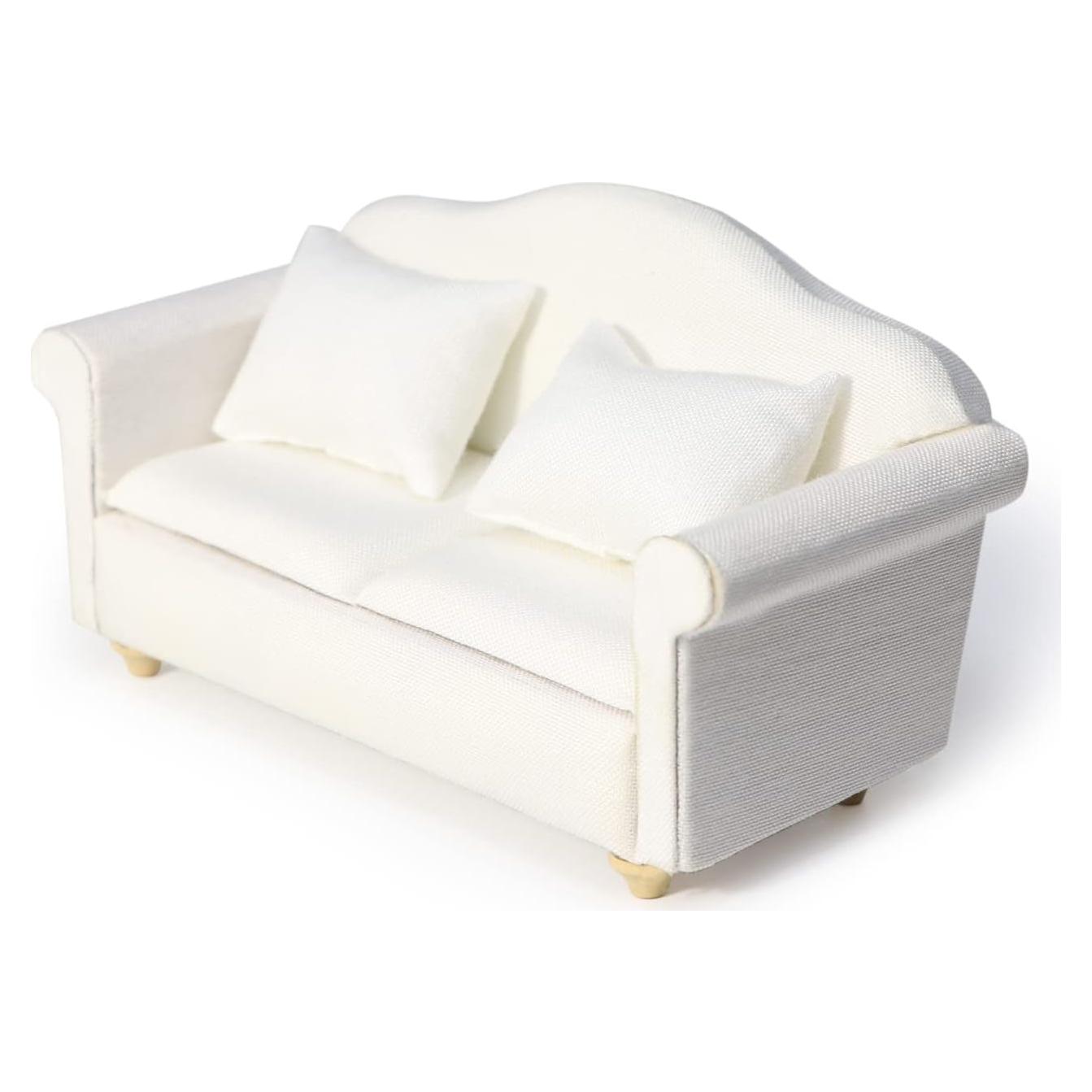 Sofá Miniatura Cutemini Blanco 3 Pcs 1:12 para Casa de Muñecas