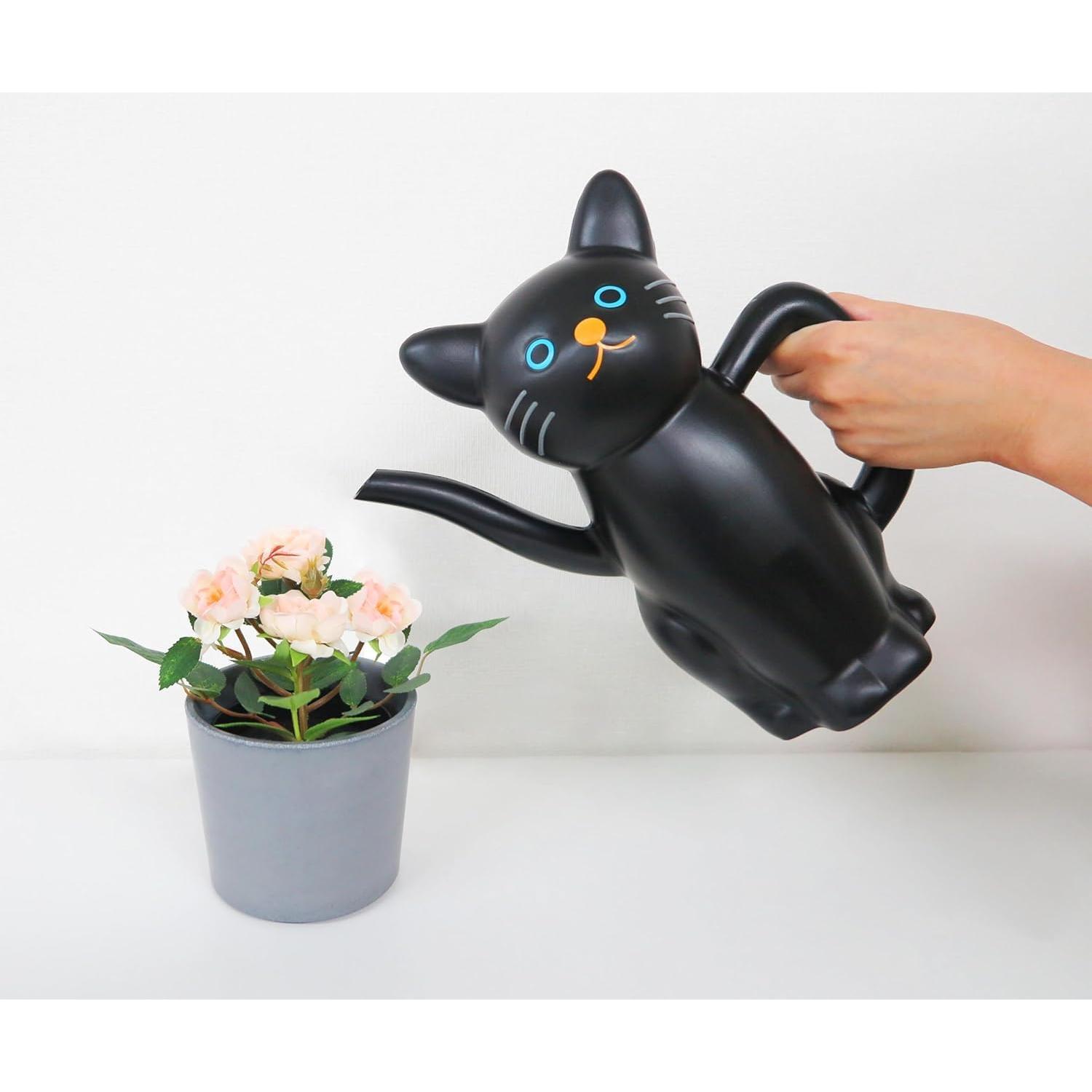 Regadera en Forma de Gato Negro Meiho 1.5L Plástico Ligero