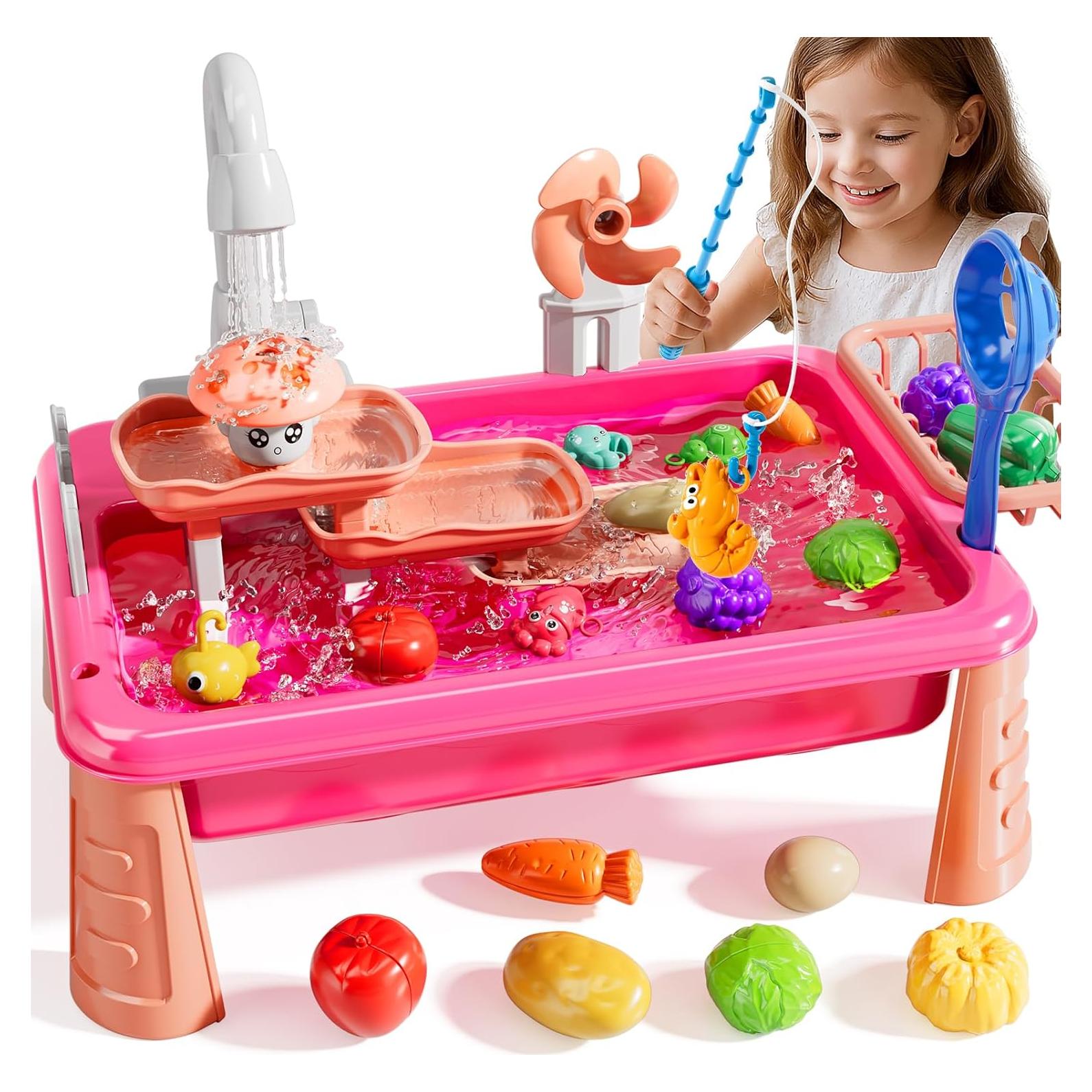 Juguete de Fregadero de Agua NIPLOOOW - Mesa Eléctrica Rosa