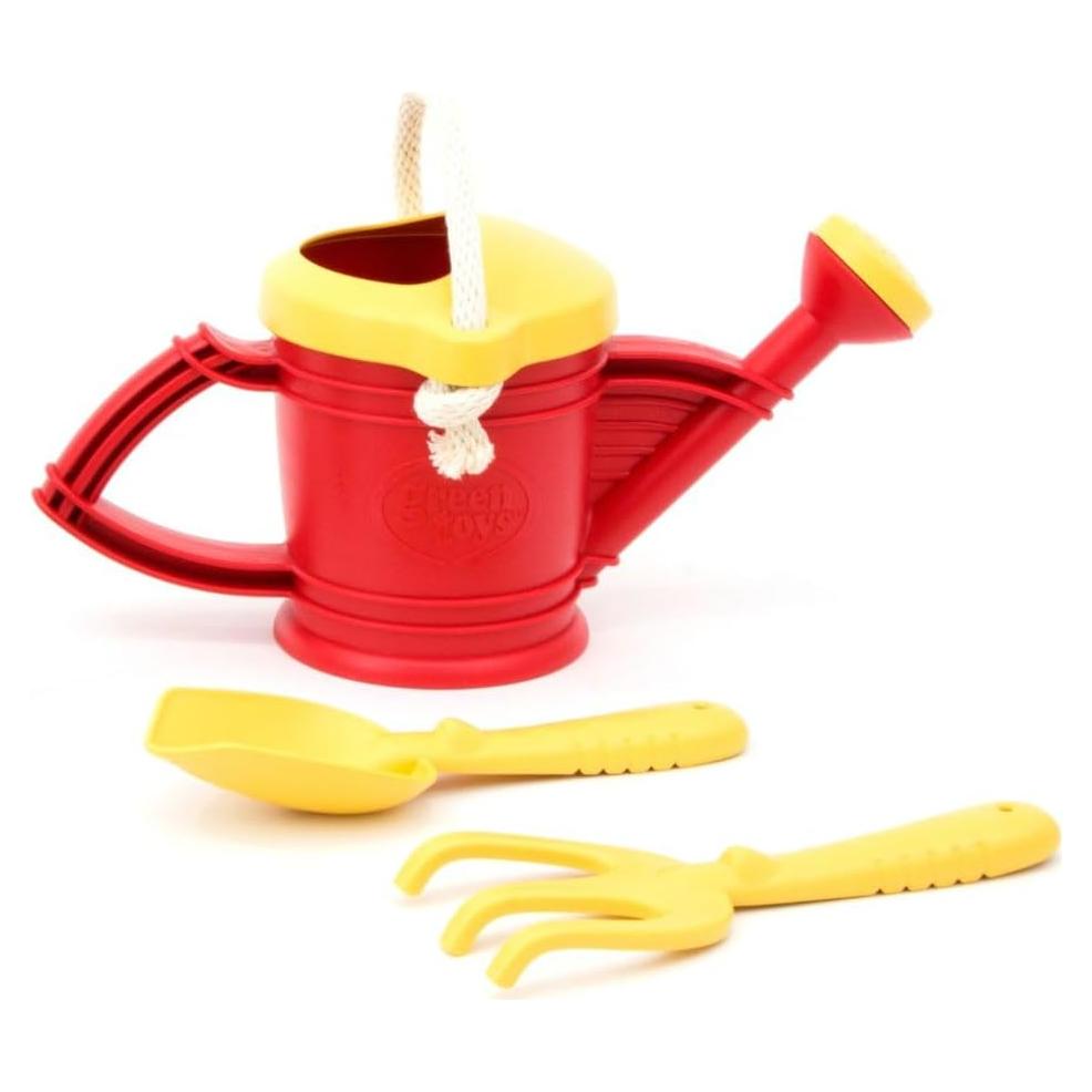 Regadera Green Toys Rojo 100% Reciclado con Rastrillo y Pala