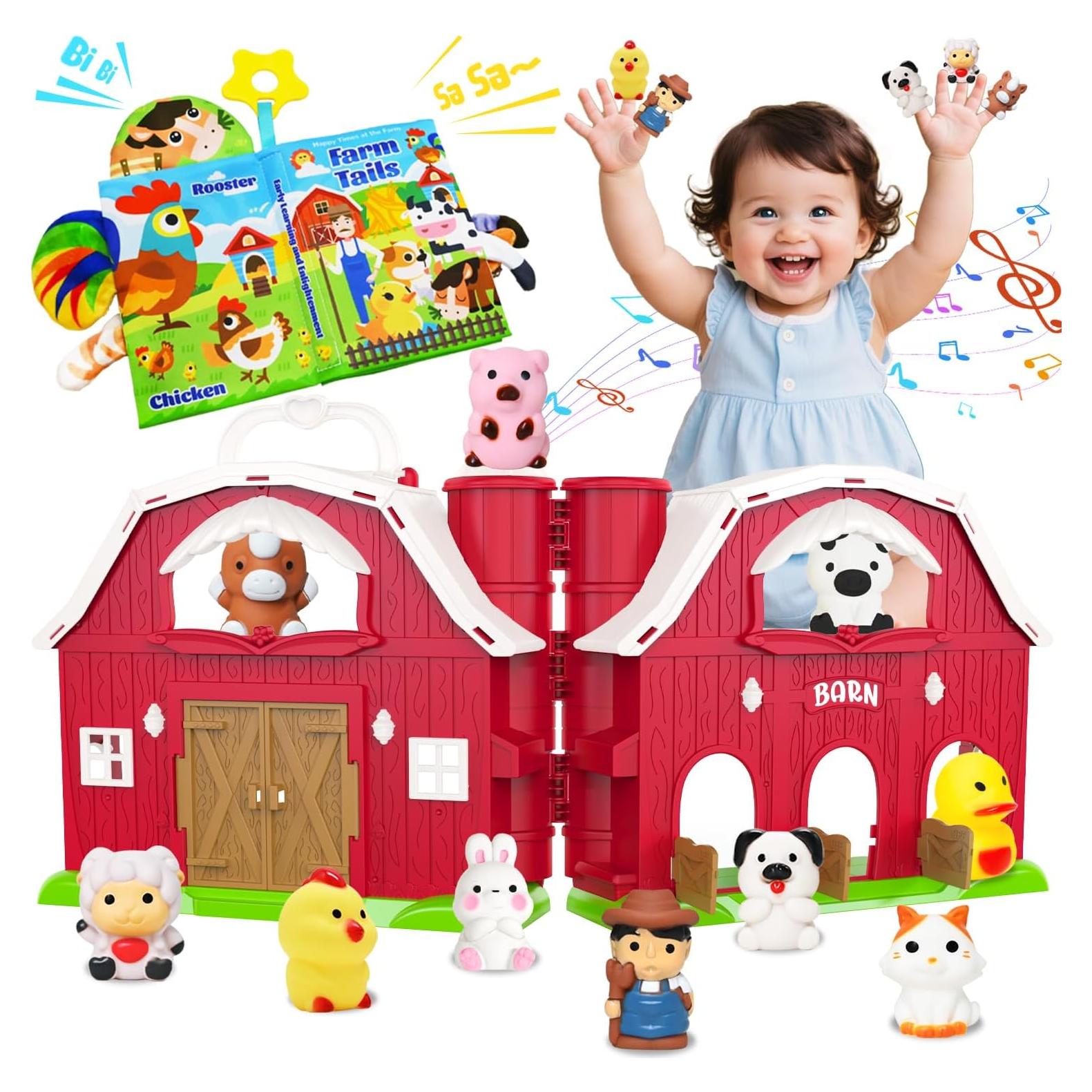 Juego de Granero Musical BOLZRA con Animales y Libro 47.4x23.5cm