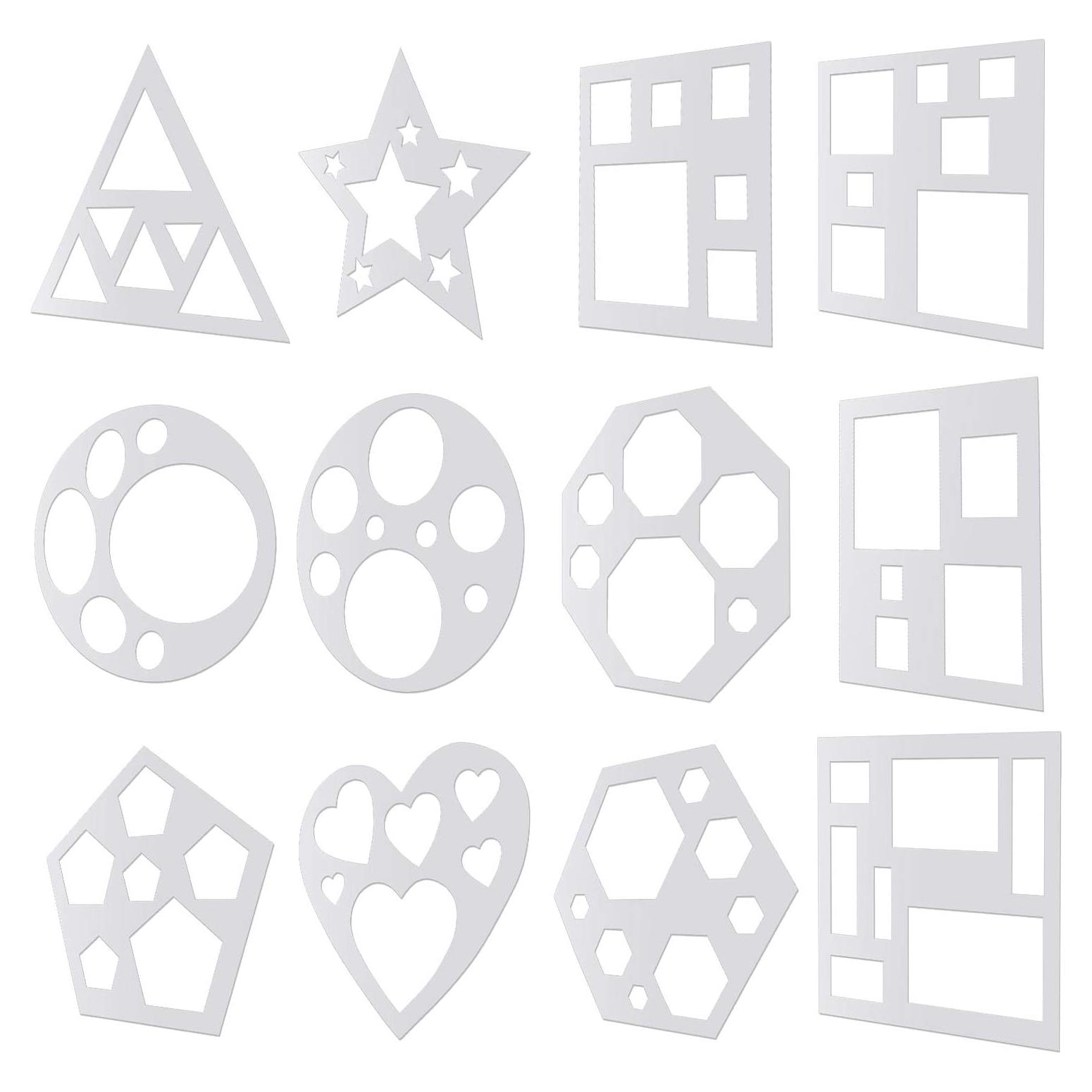 Set de 12 Plantillas de Dibujo de Plástico Outus 23x23 cm