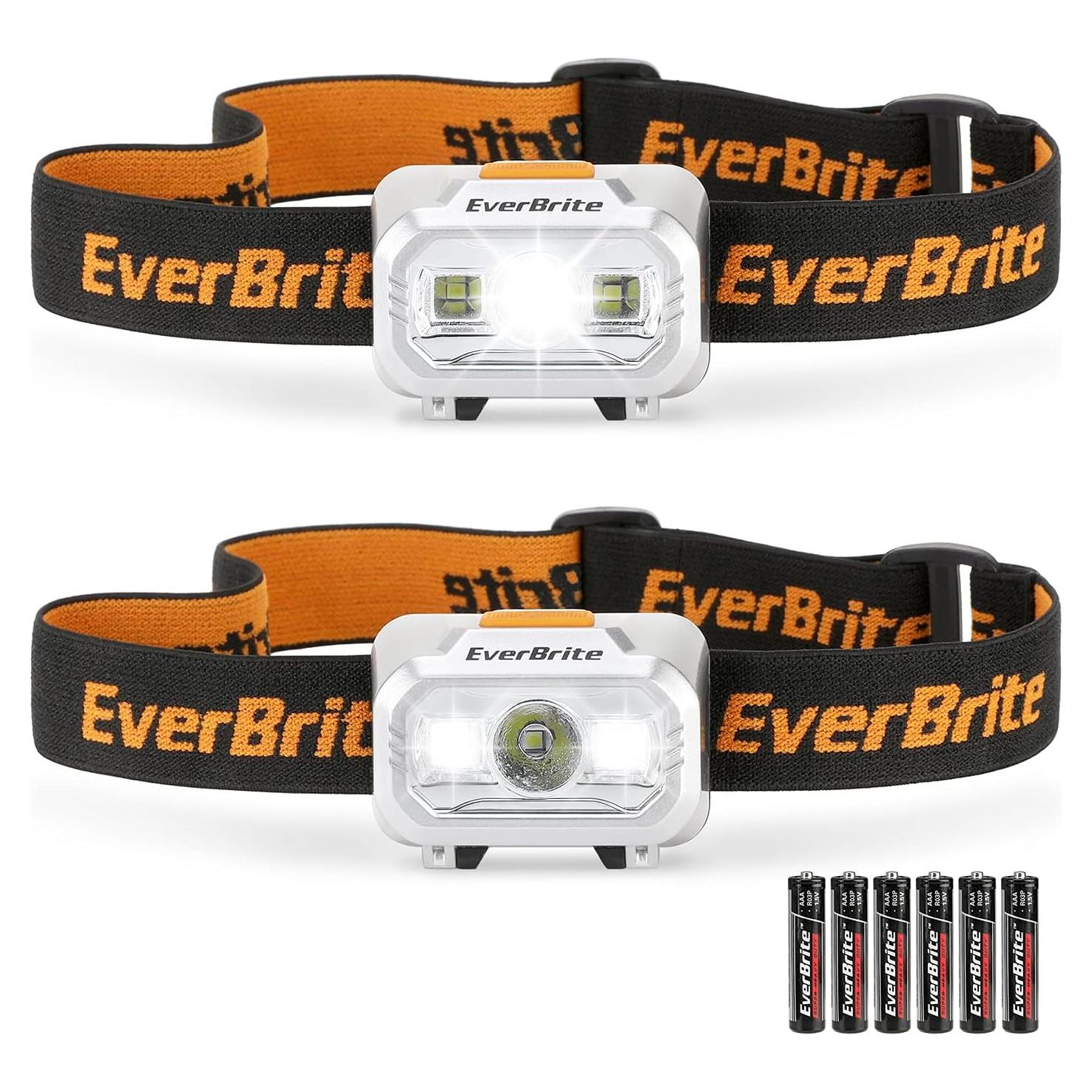 Linterna Frontal LED EverBrite, 4 Modos, Resistente al Agua IPX4