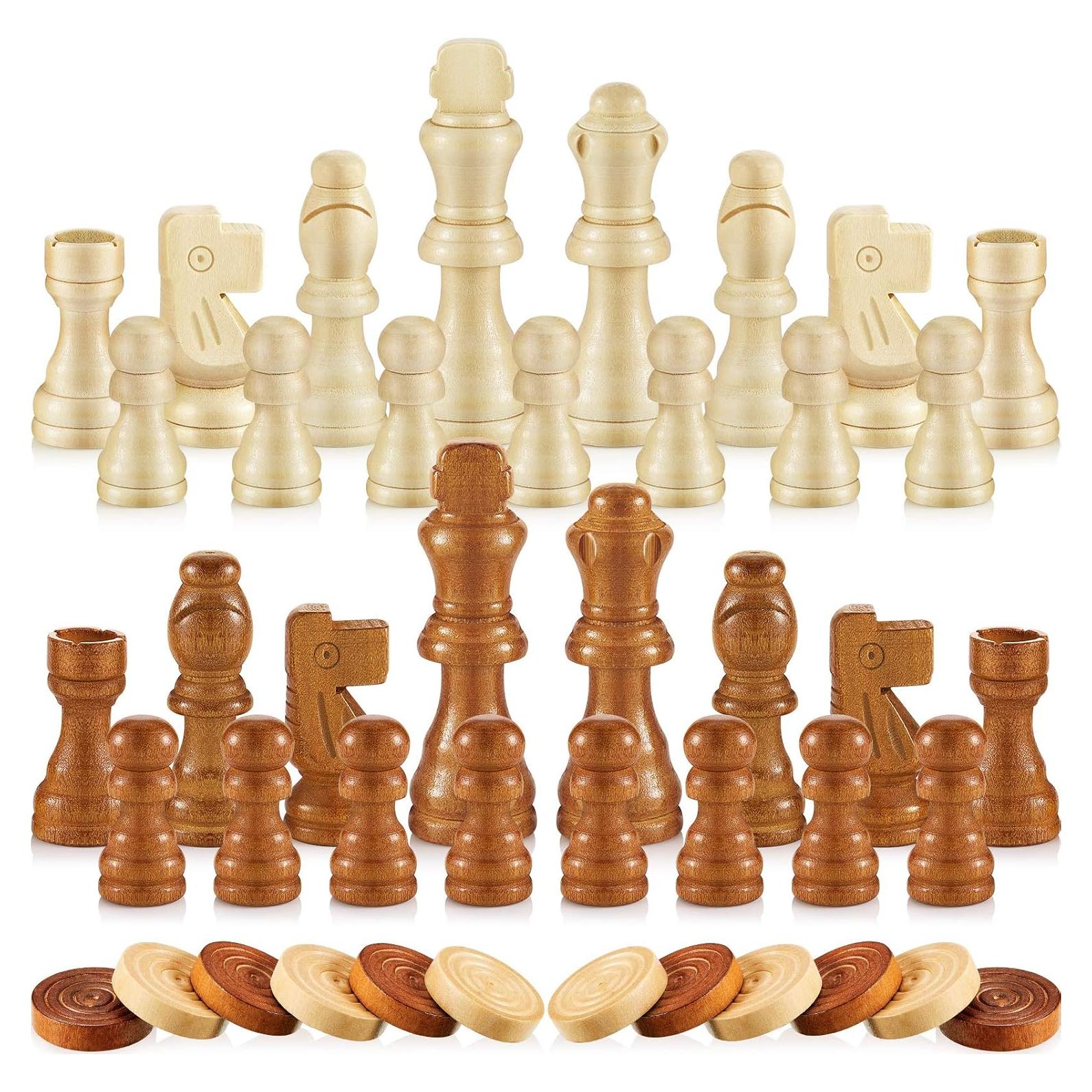 Juego de Ajedrez y Damas de Madera 80 Piezas Sumind