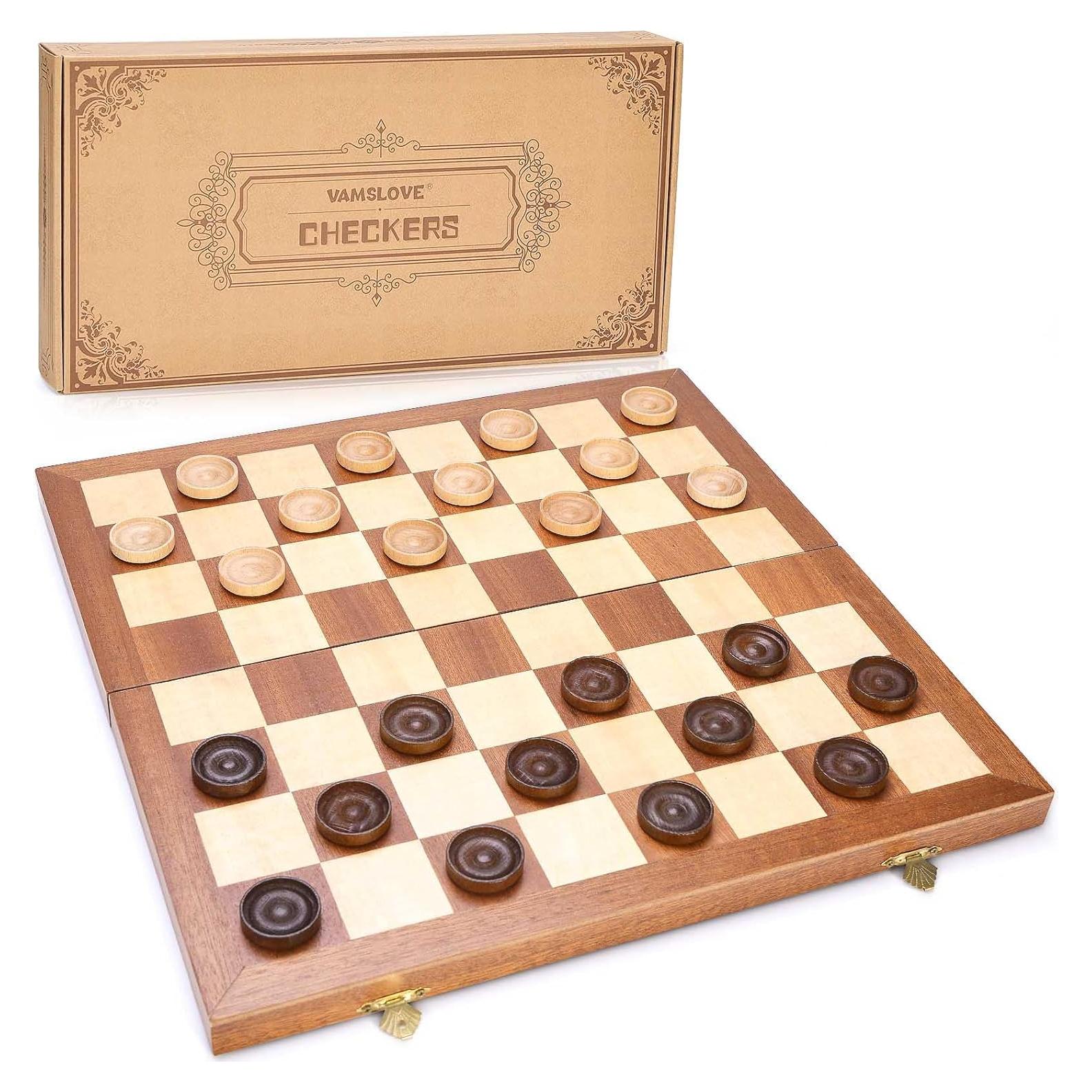 Juego de Mesa de Damas Plegable VAMSLOVE 8x8 Madera 35.56cm