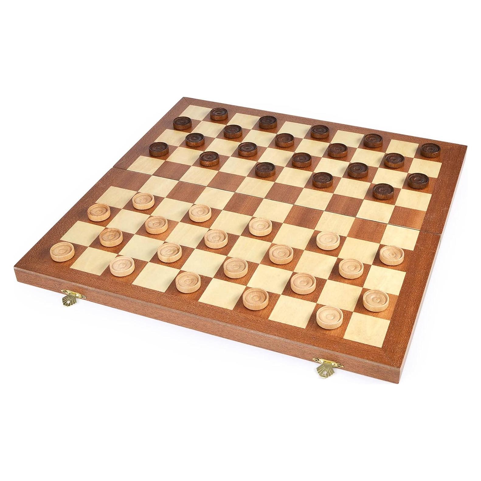 Juego de Damas de Madera Plegable VAMSLOVE 38.1 cm 10x10