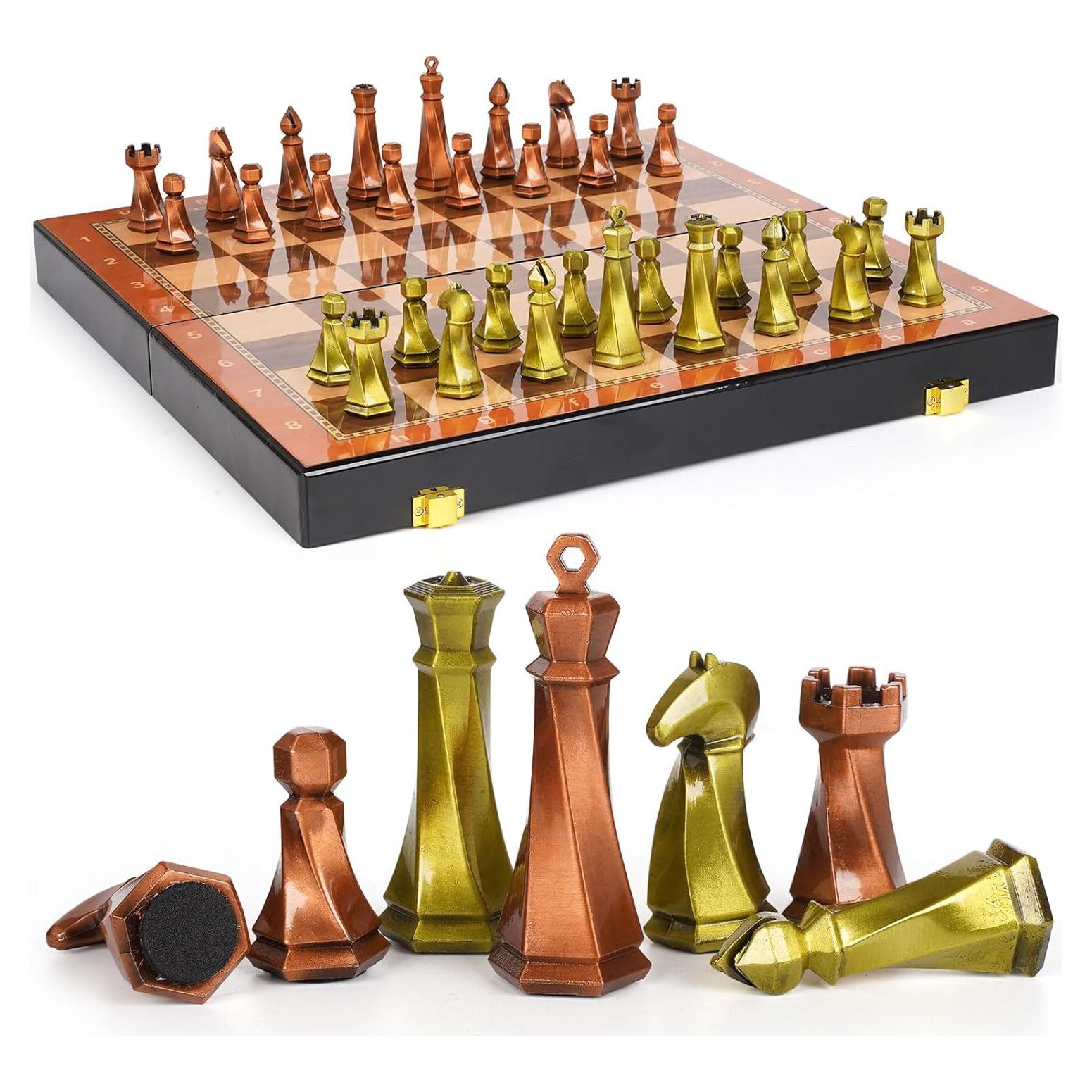 Juego de Ajedrez de Metal Agirlgle 38.1 cm Piezas de Cromo