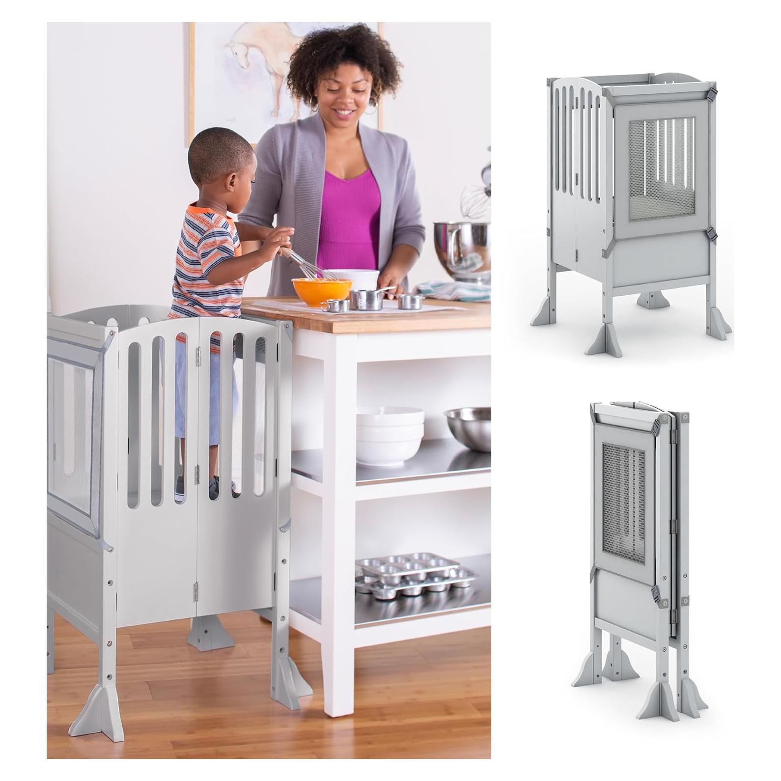 Taburete de Cocina Plegable Guidecraft Gris - Altura Ajustable