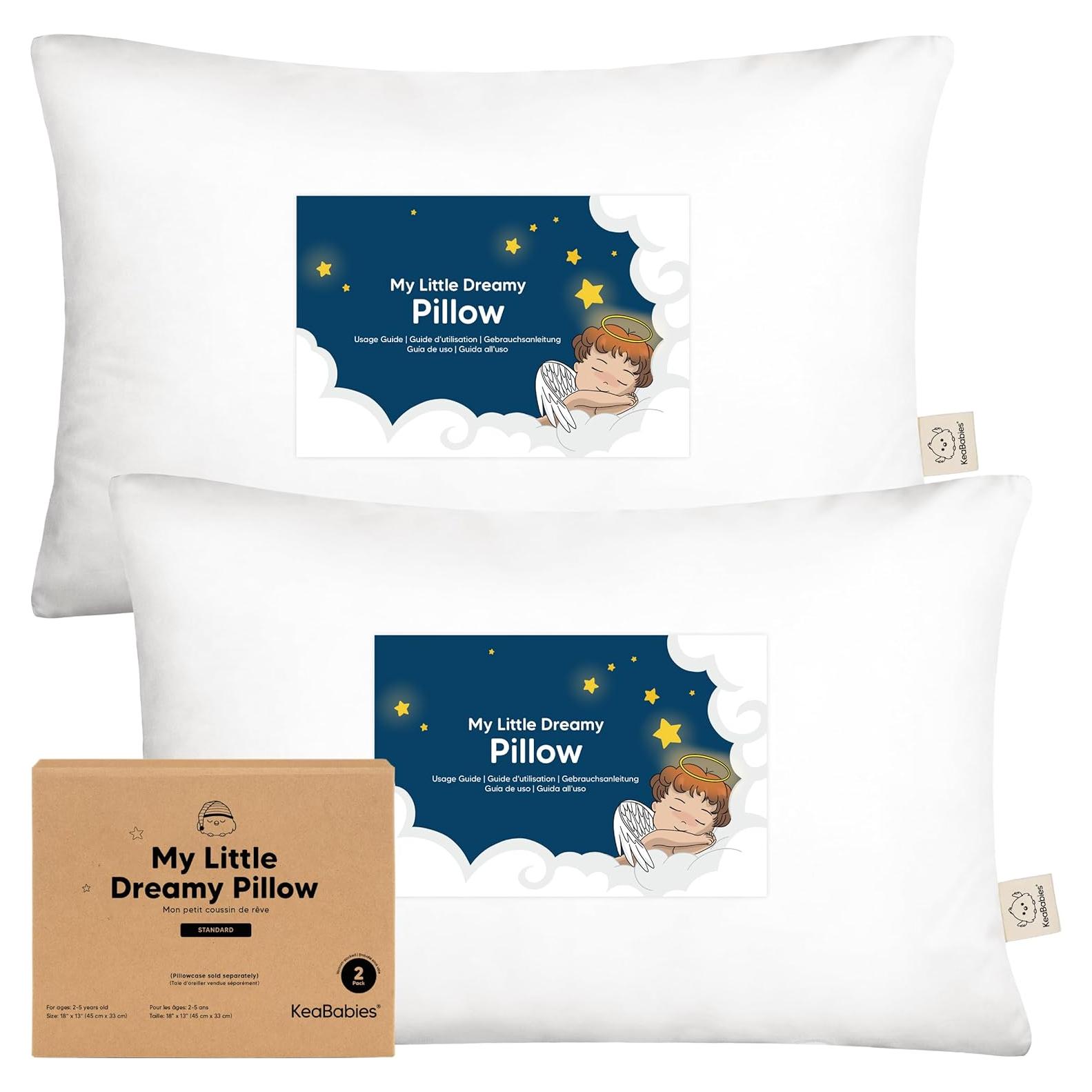 KeaBabies Almohadas para Niños 2-Pack Algodón Orgánico 33x46 cm