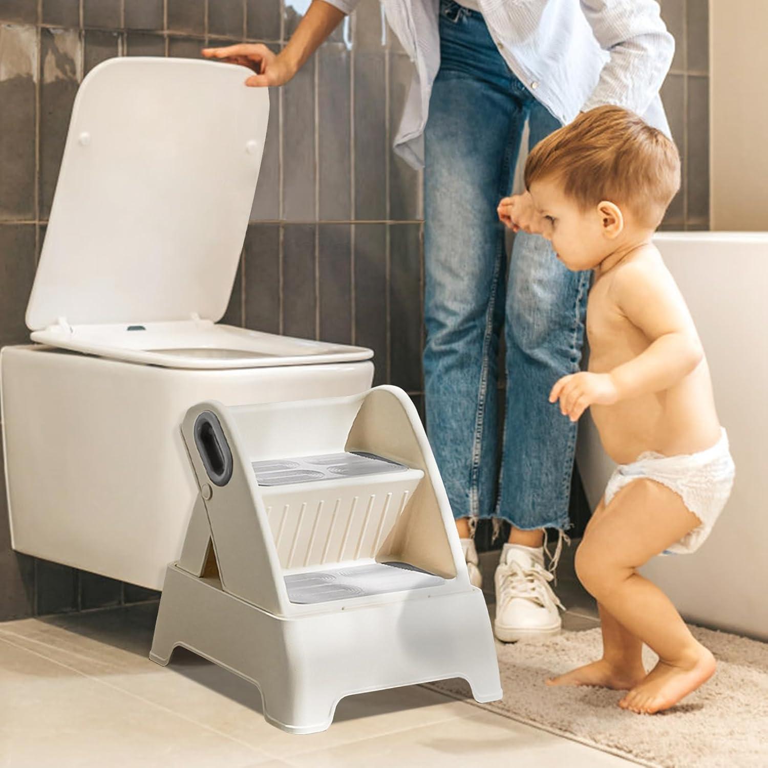 Escalera Plegable de 2 Pasos BORVSOT Antideslizante Gris