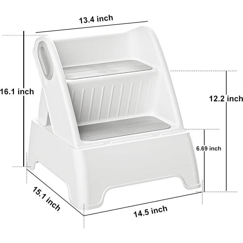 Escalera Plegable de 2 Pasos BORVSOT Antideslizante Gris