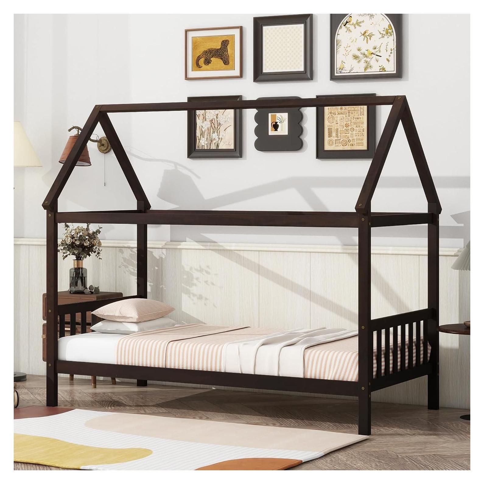 Cama Casa Twin Bellemave para Niños de Madera Espresso