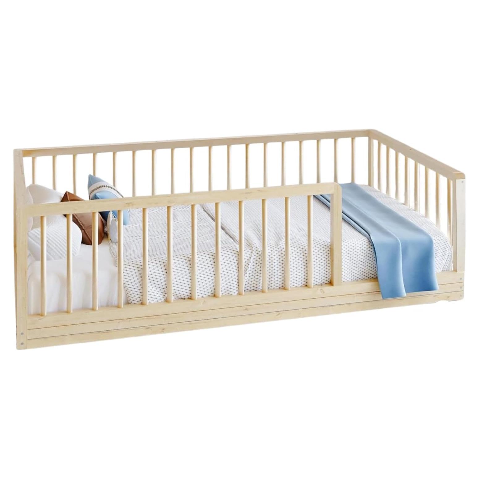 Cama Montessori de Pino Sólido Natural para Niños - Alsk-Cuna