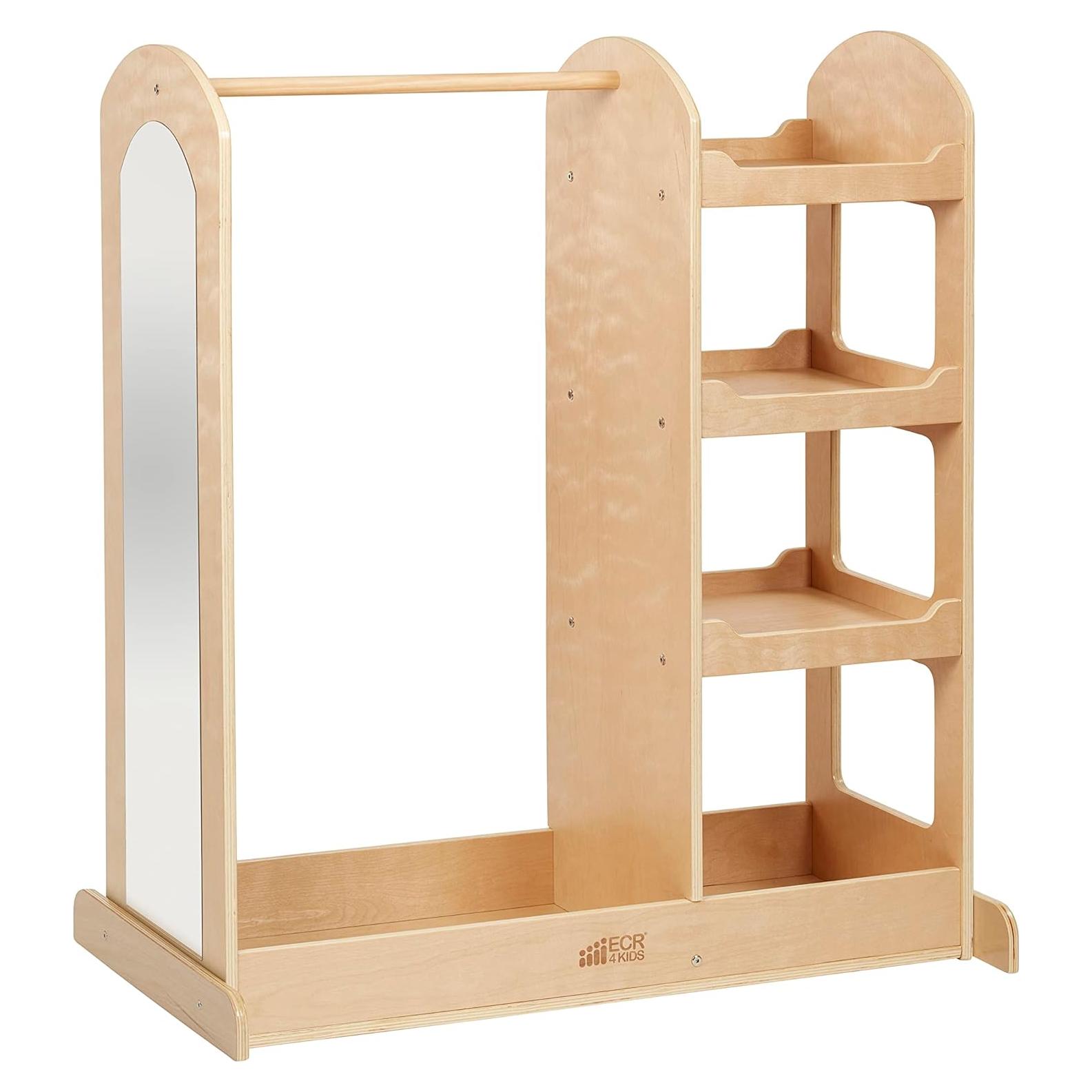 Centro de Disfraces ECR4Kids Natural con Espejo y 4 Estantes