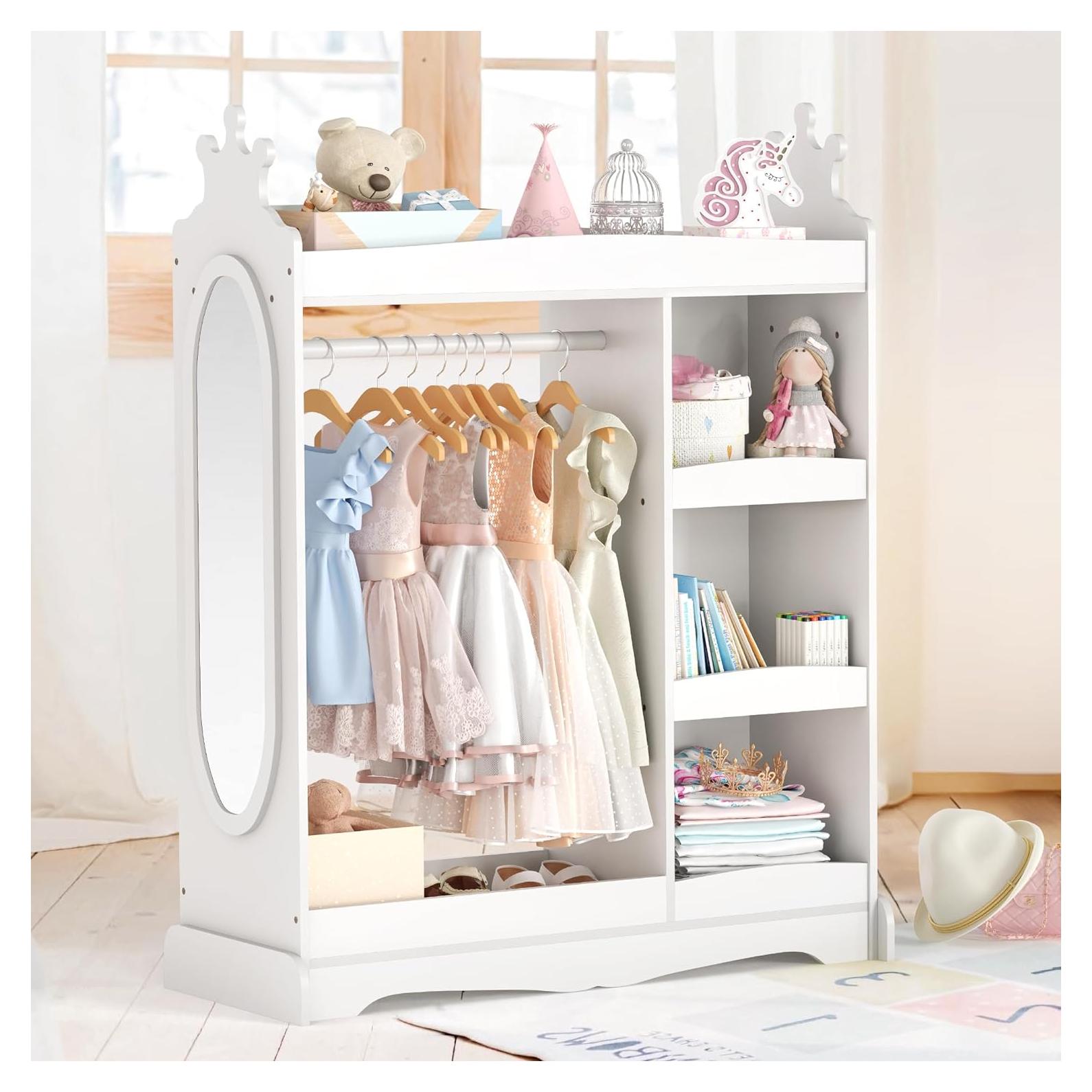 Armario Infantil Curipeer con Espejo y 3 Ganchos Blanco