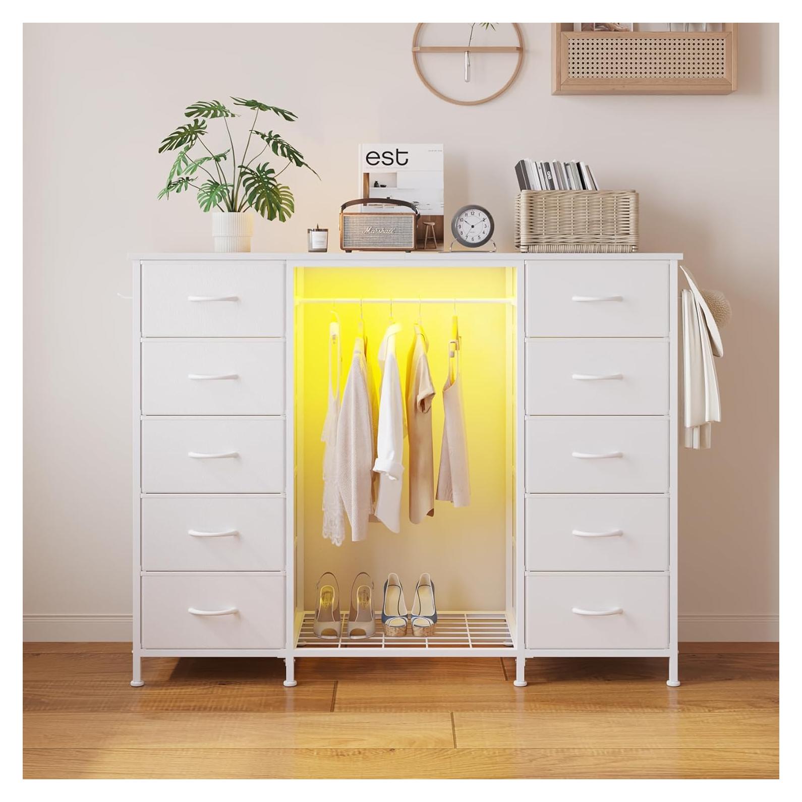 Cómoda LUMTOK 10 Cajones con Estante Colgante y LED