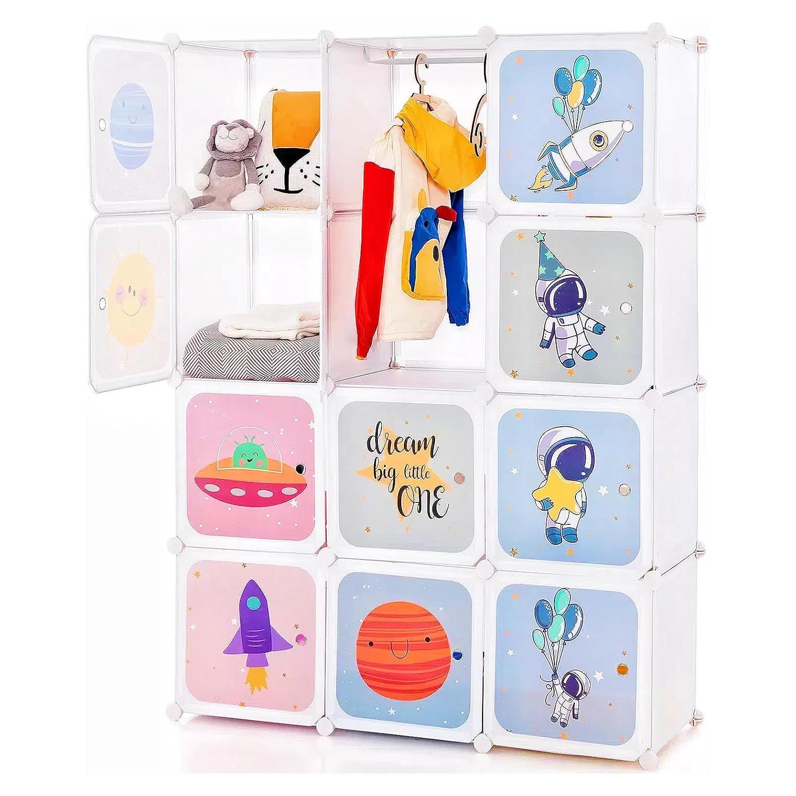 Armario Infantil INFANS Blanco 12 Cubos y 2 Rieles Colgantes