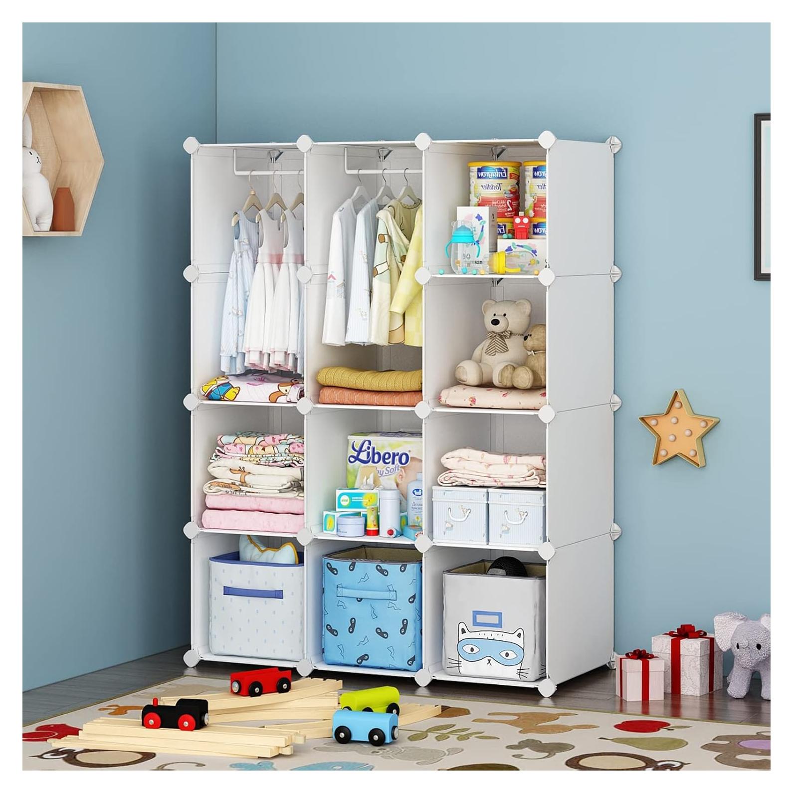 Armario para Bebés VIPZONE Blanco 12 Cubos 90x40x120 cm
