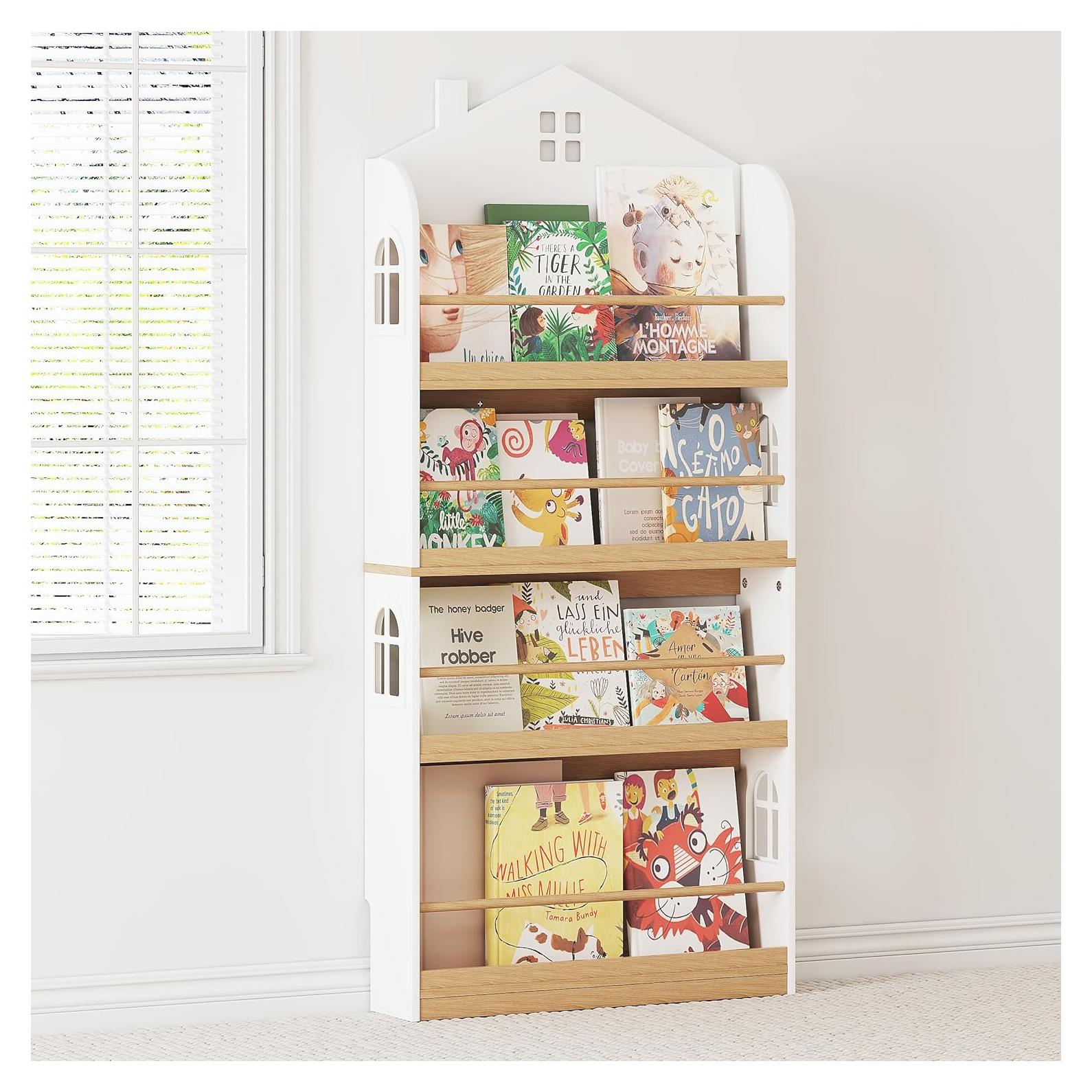 Estantería de Libros para Niños UTEX 4 Niveles Madera Blanca