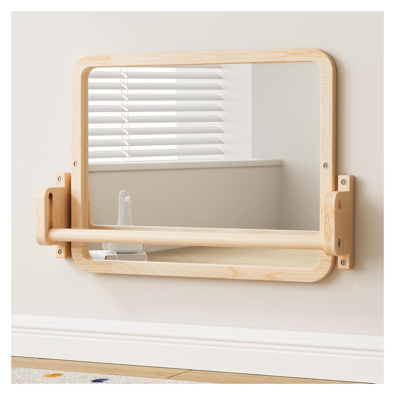 Espejo Montessori Woodtoe Ajustable con Barra para Bebés 38x54cm
