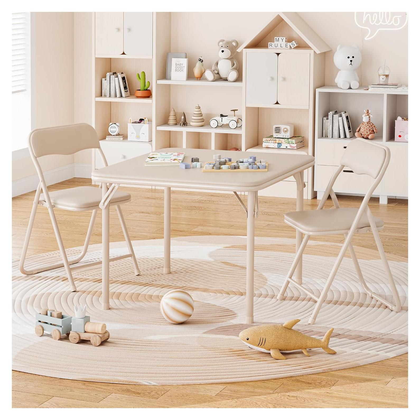 Conjunto de Mesa y Sillas Plegables GAOMON para Niños Beige