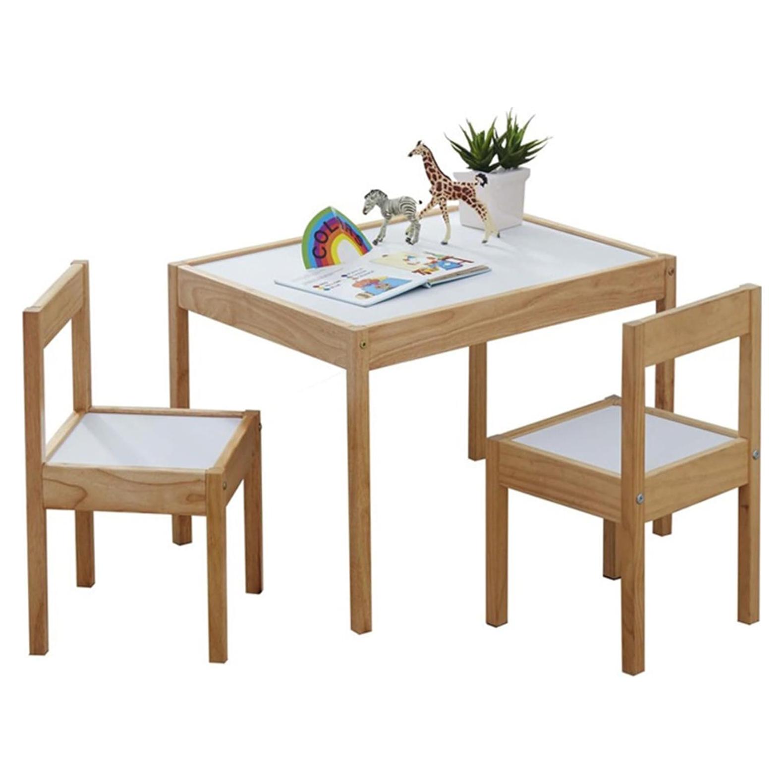 Conjunto de Mesa y Sillas de Madera PJ Wood 3 Piezas para Niños