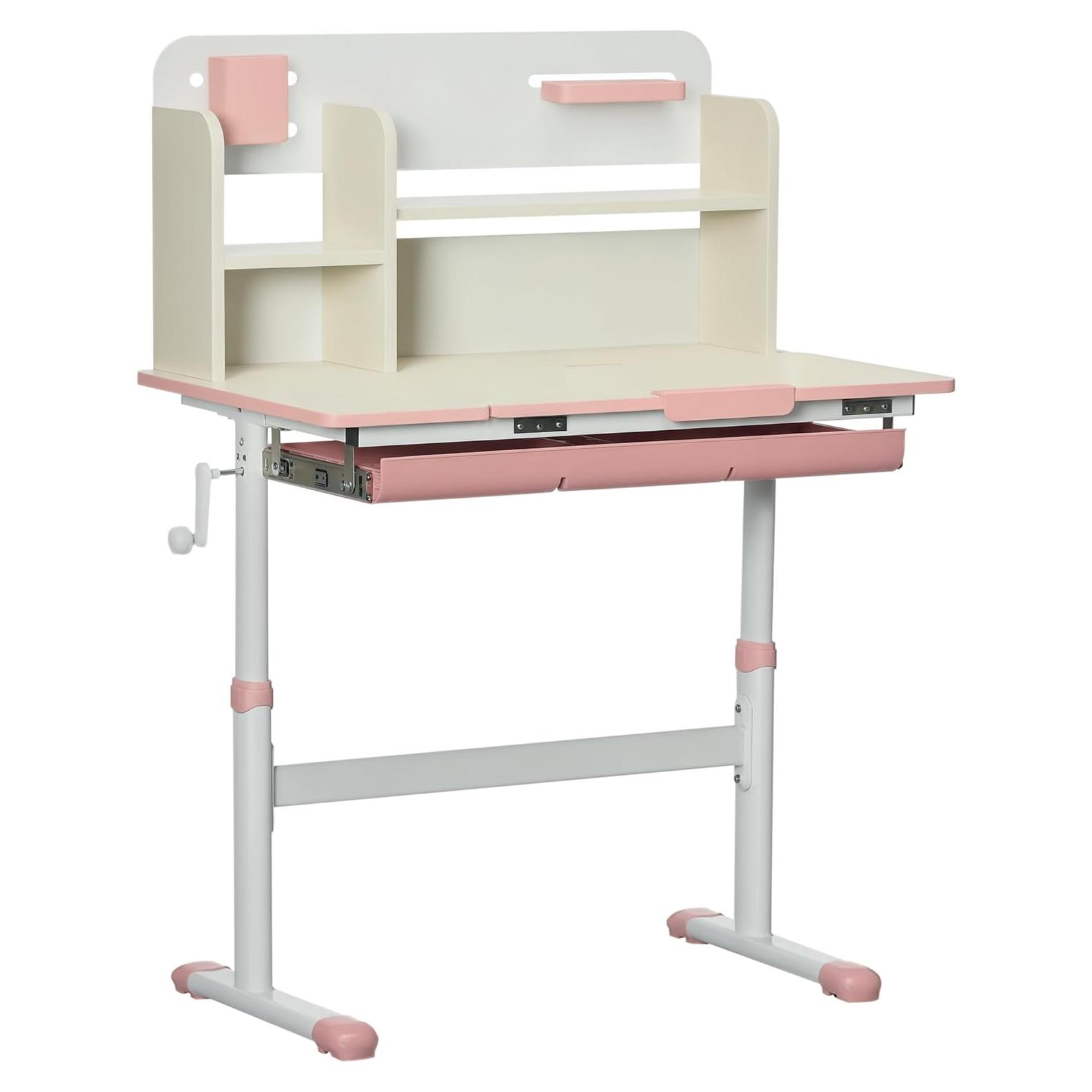 Escritorio de Estudio Qaba Rosa Ajustable para Niños 50-71 cm