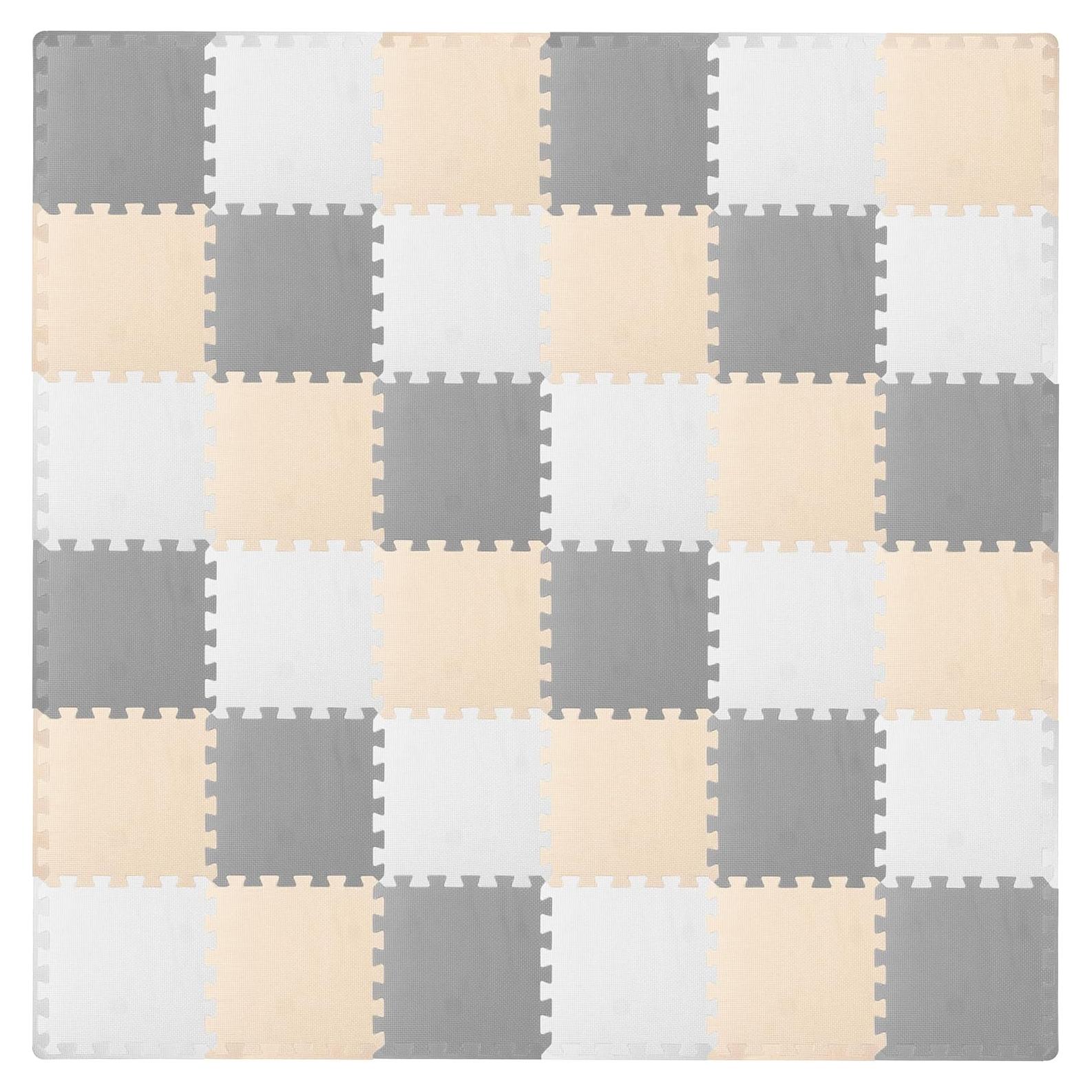 Alfombra de Juego ProSource Puzzle 36 Losas Blanco/Gris/Beige