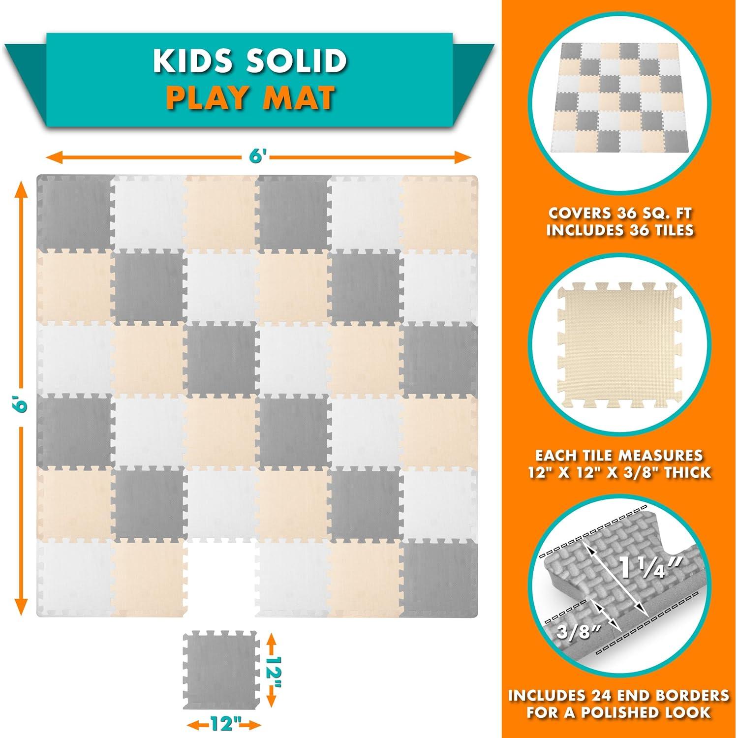 Alfombra de Juego ProSource Puzzle 36 Losas Blanco/Gris/Beige