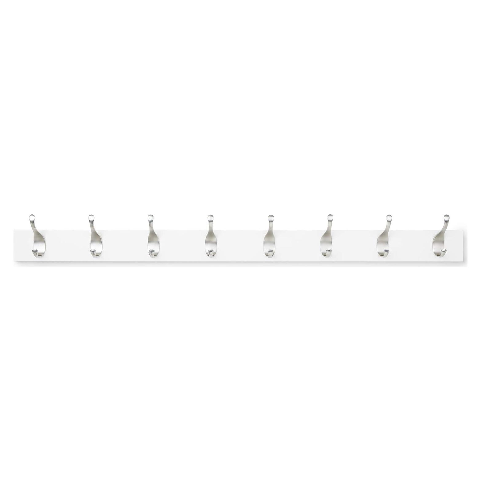 Perchero de Pared Amazon Basics Blanco 8 Ganchos Rectangular