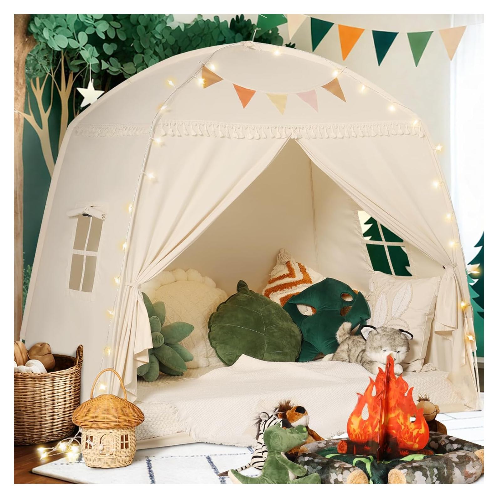 Tienda Teepee para Niños Sumbababy con Luces - Crema