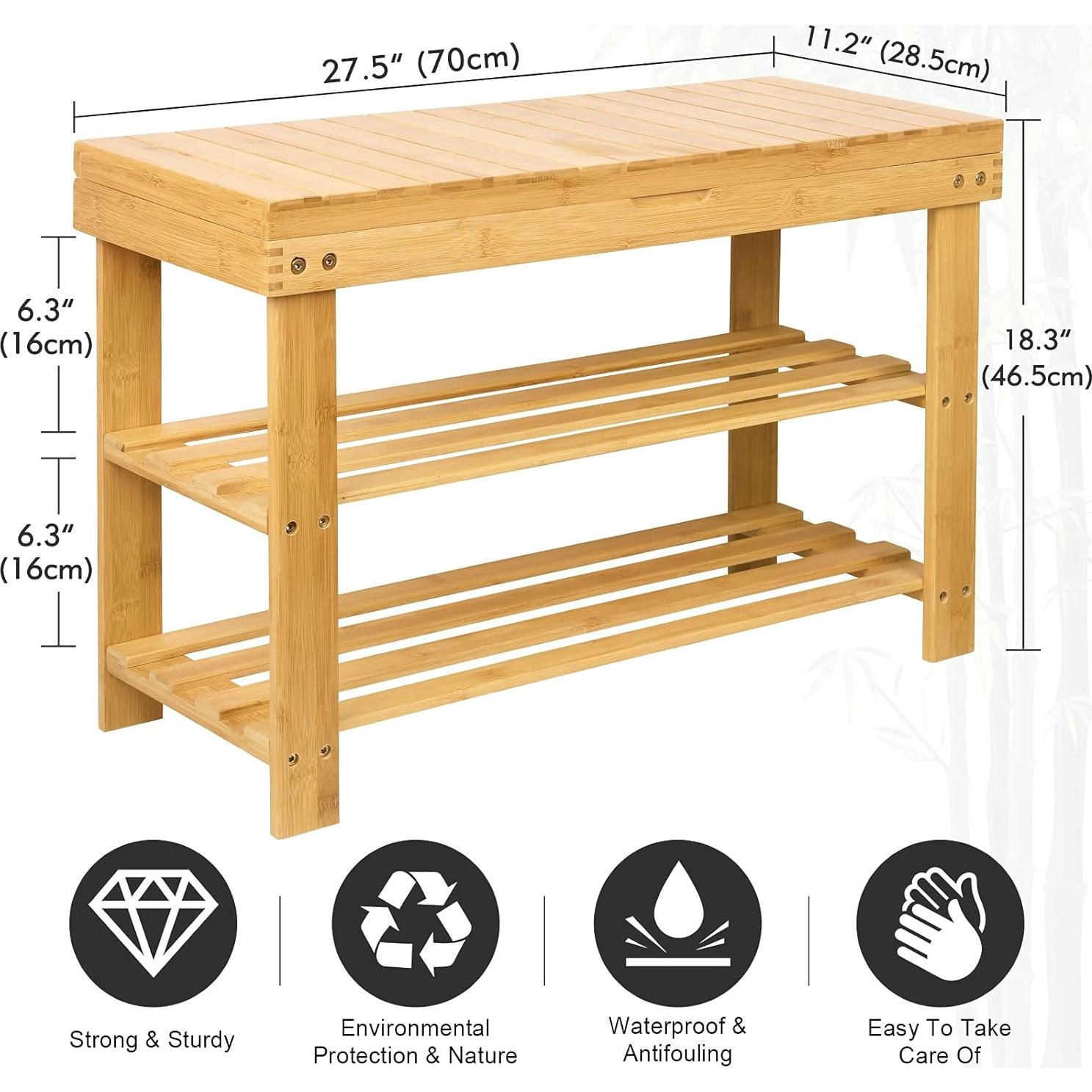 Banco de Almacenamiento para Zapatos BAMBUROBA Natural 127 kg