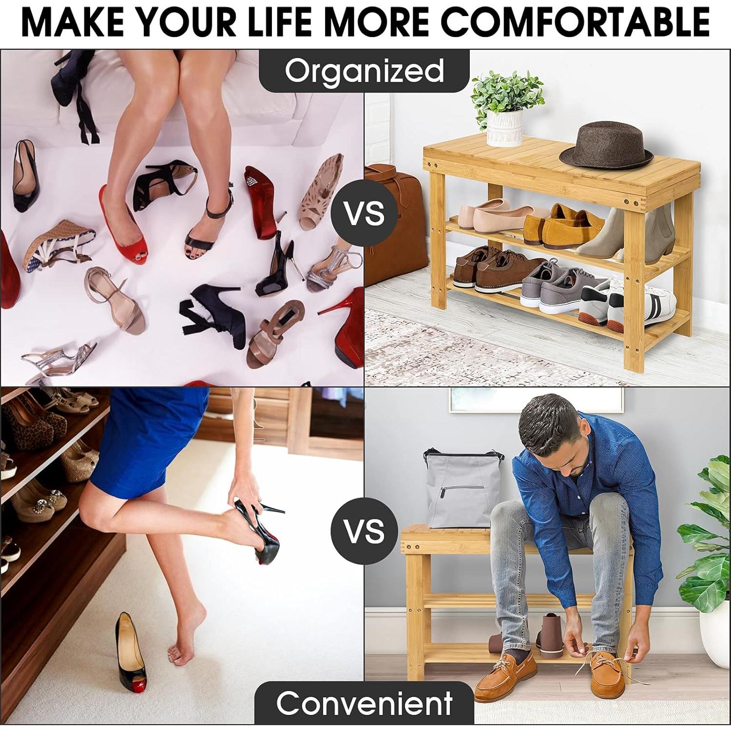 Banco de Almacenamiento para Zapatos BAMBUROBA Natural 127 kg