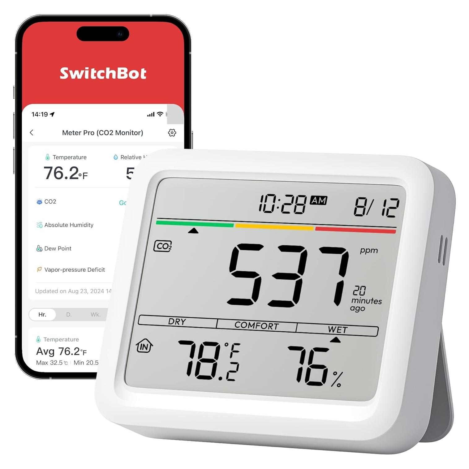 Monitor de Calidad del Aire SwitchBot Meter Pro CO2 5-en-1