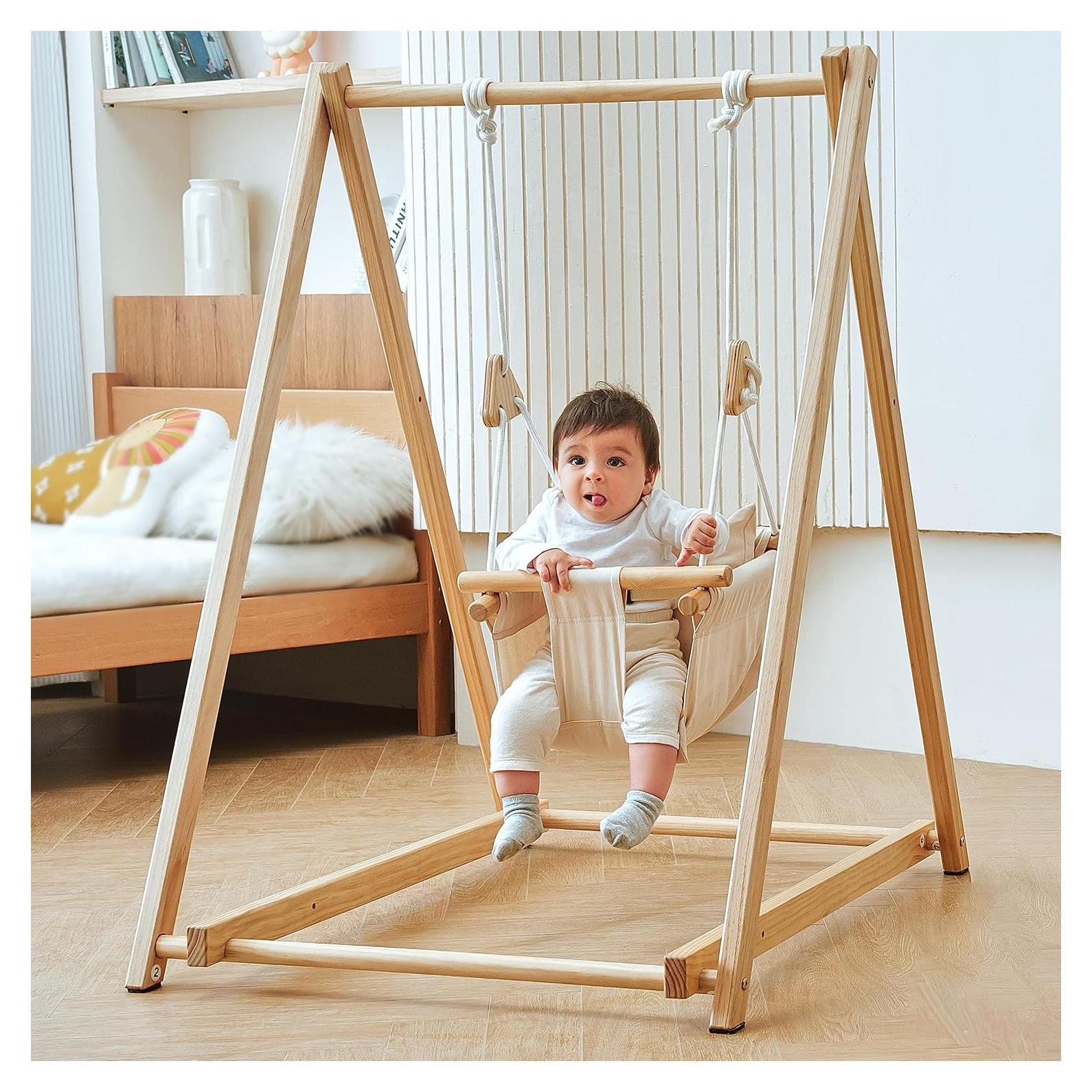 Columpio Plegable Avenlur Abeto para Bebés 6-36 Meses Beige