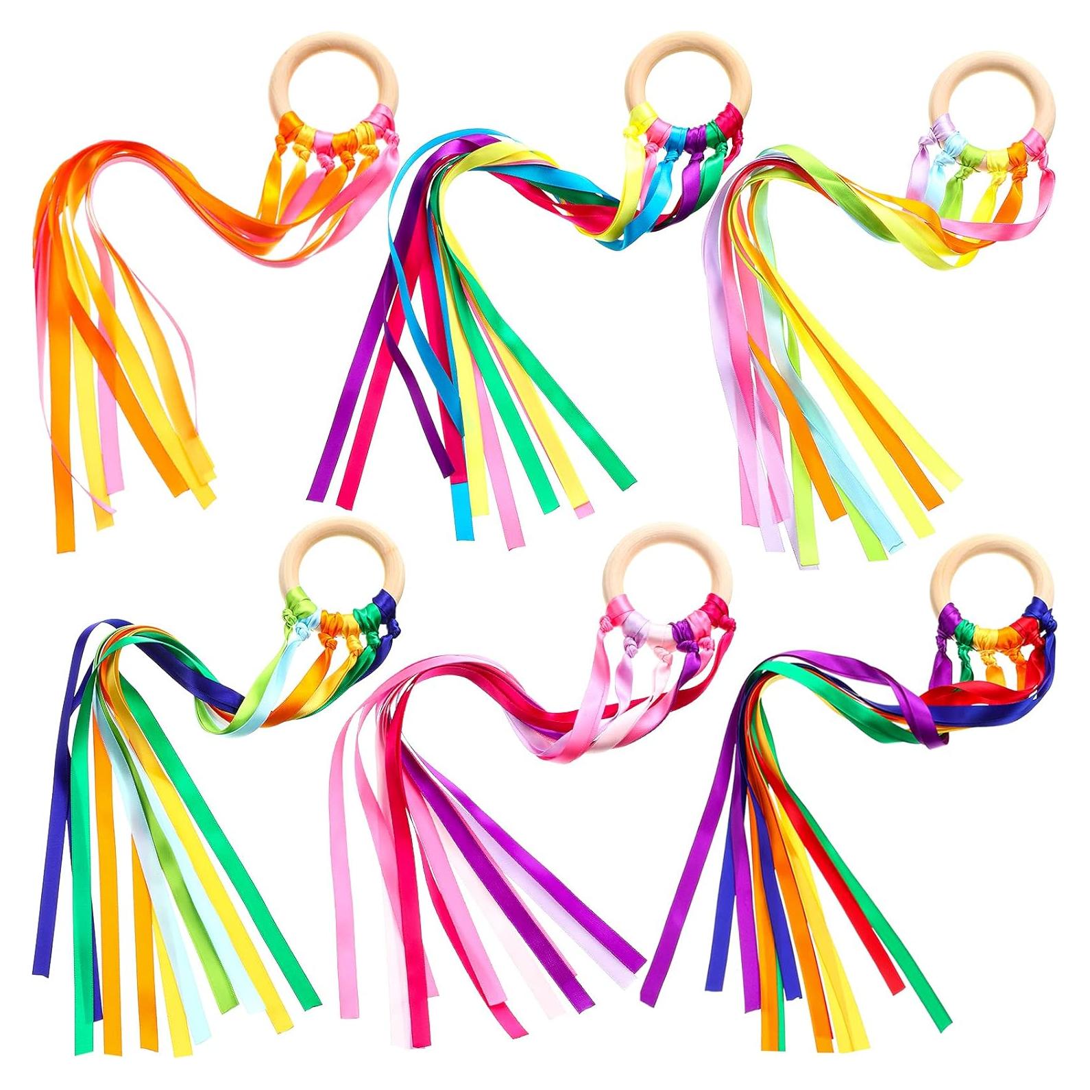 Varitas de Cinta Arcoíris Sumind 6 Pcs para Niños - Juguete Educativo