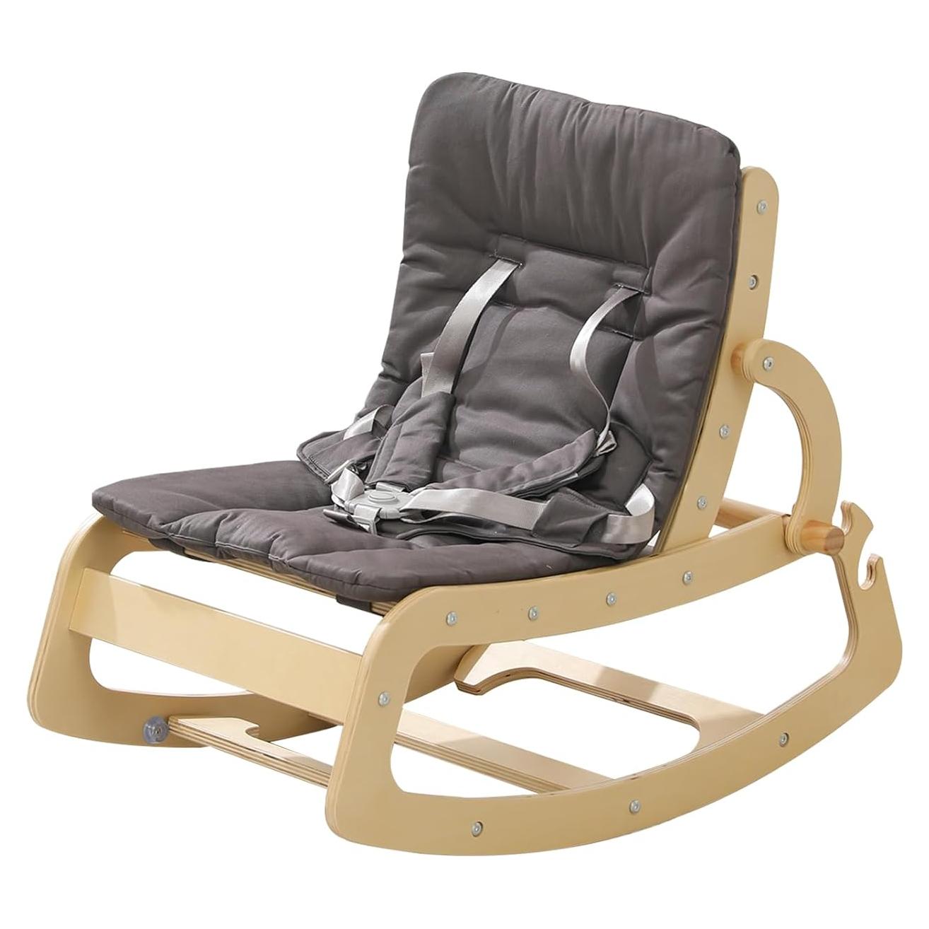 Silla Mecedora 3 en 1 Ergonomica WTTBA8002 para Bebés Gris